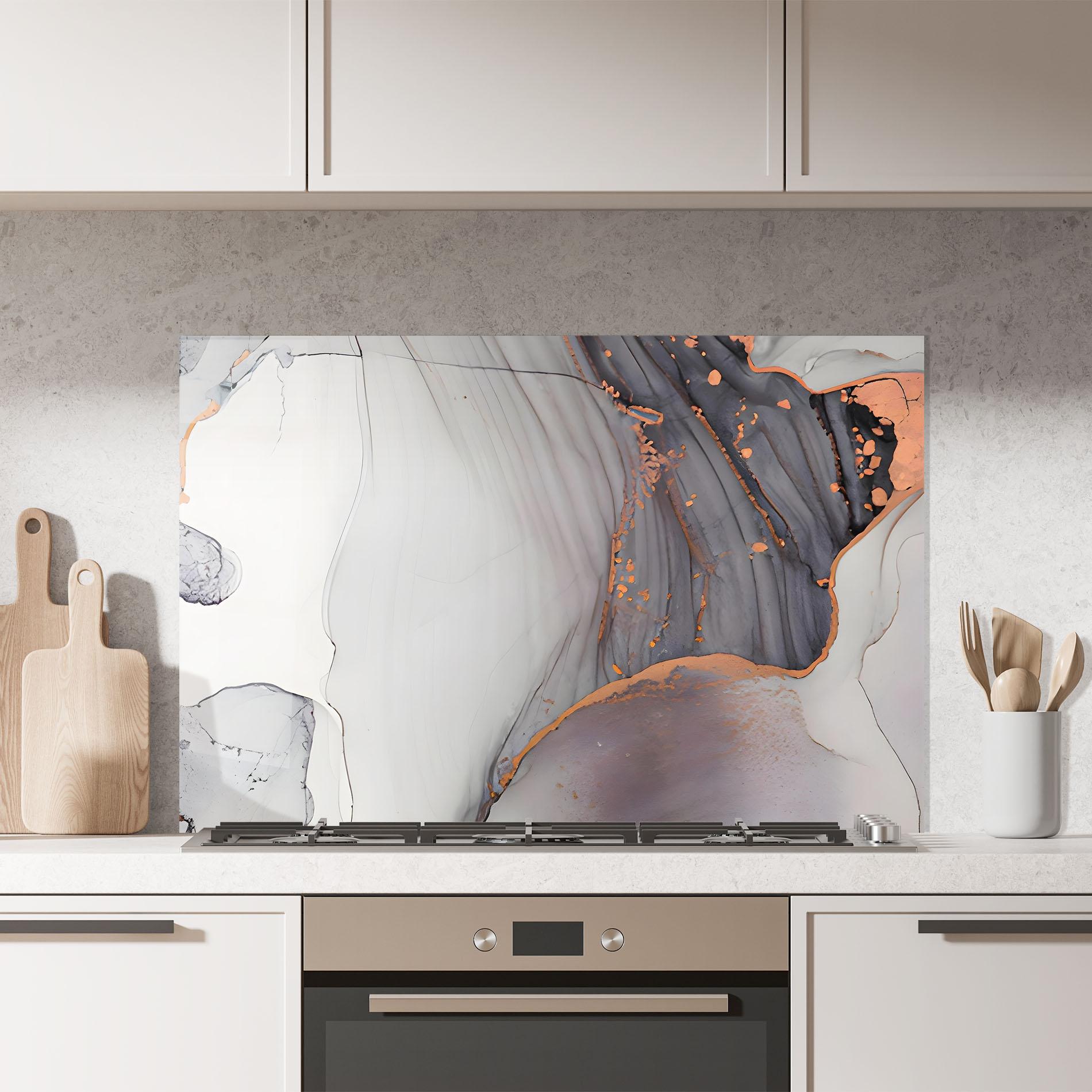 Panou Sticla Bucatarie Grey Pink Liquid Marble mockup 7