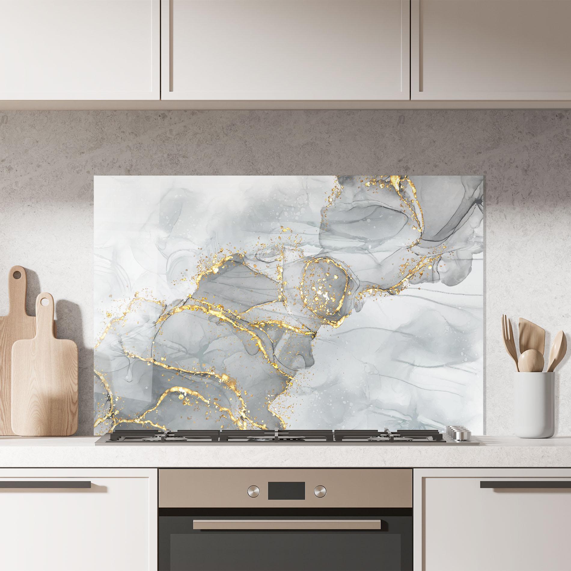 Panou Sticla Bucatarie White Ink Marble mockup 7