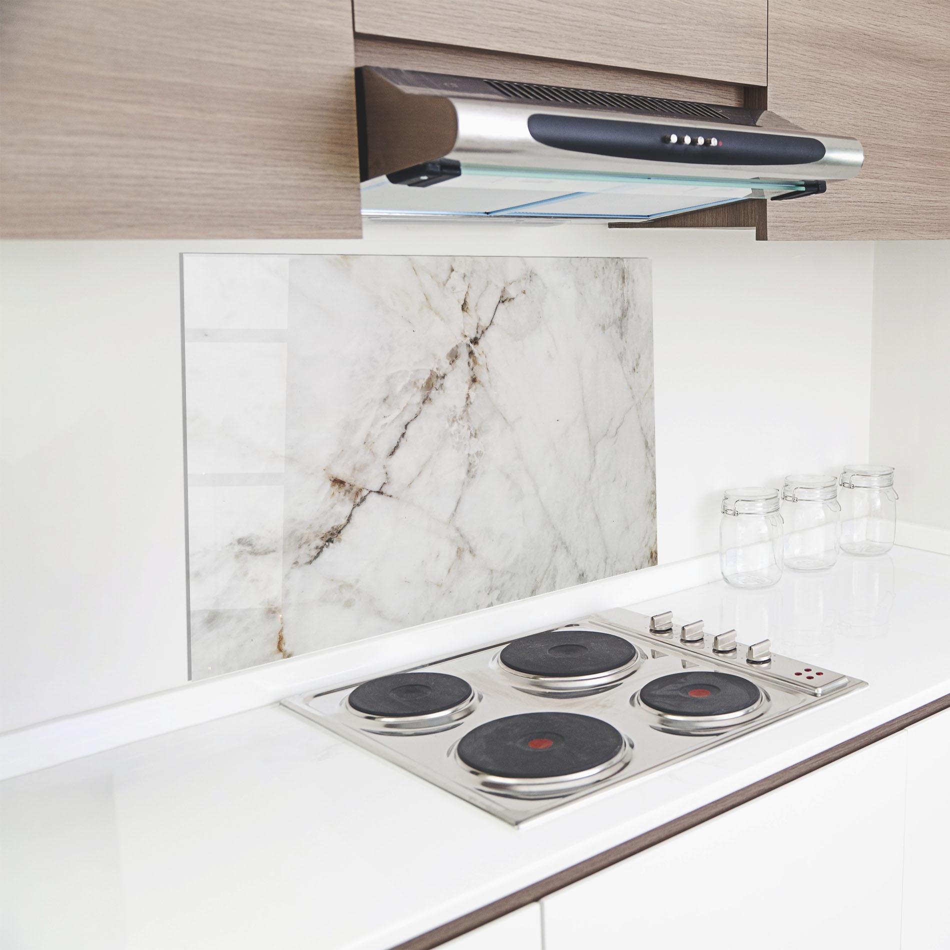 Panou Sticla Bucatarie Close Up White Marble mockup 8