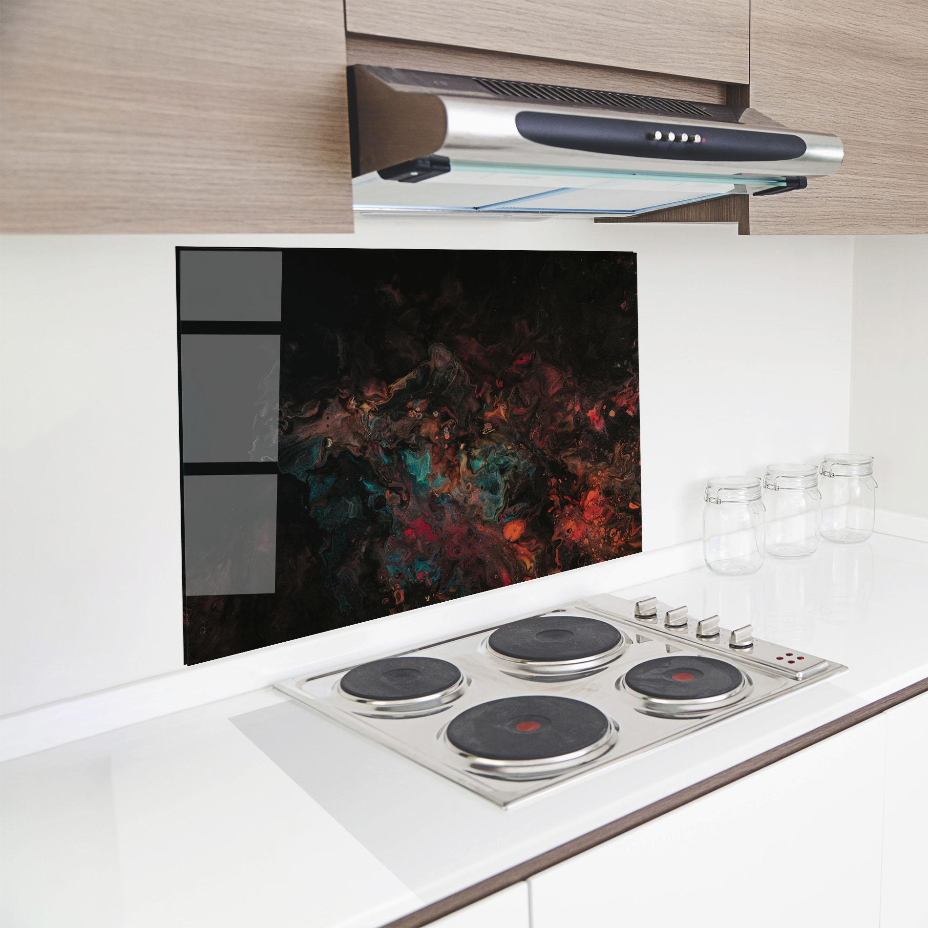 Panou Sticla Bucatarie Dark Abstract mockup 8