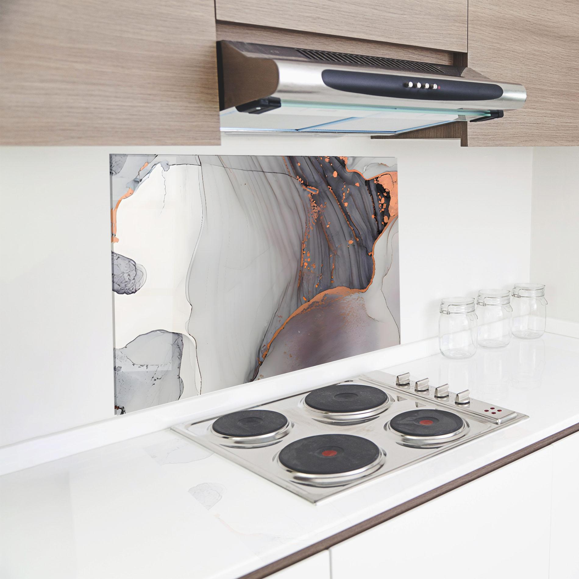 Panou Sticla Bucatarie Grey Pink Liquid Marble mockup 8