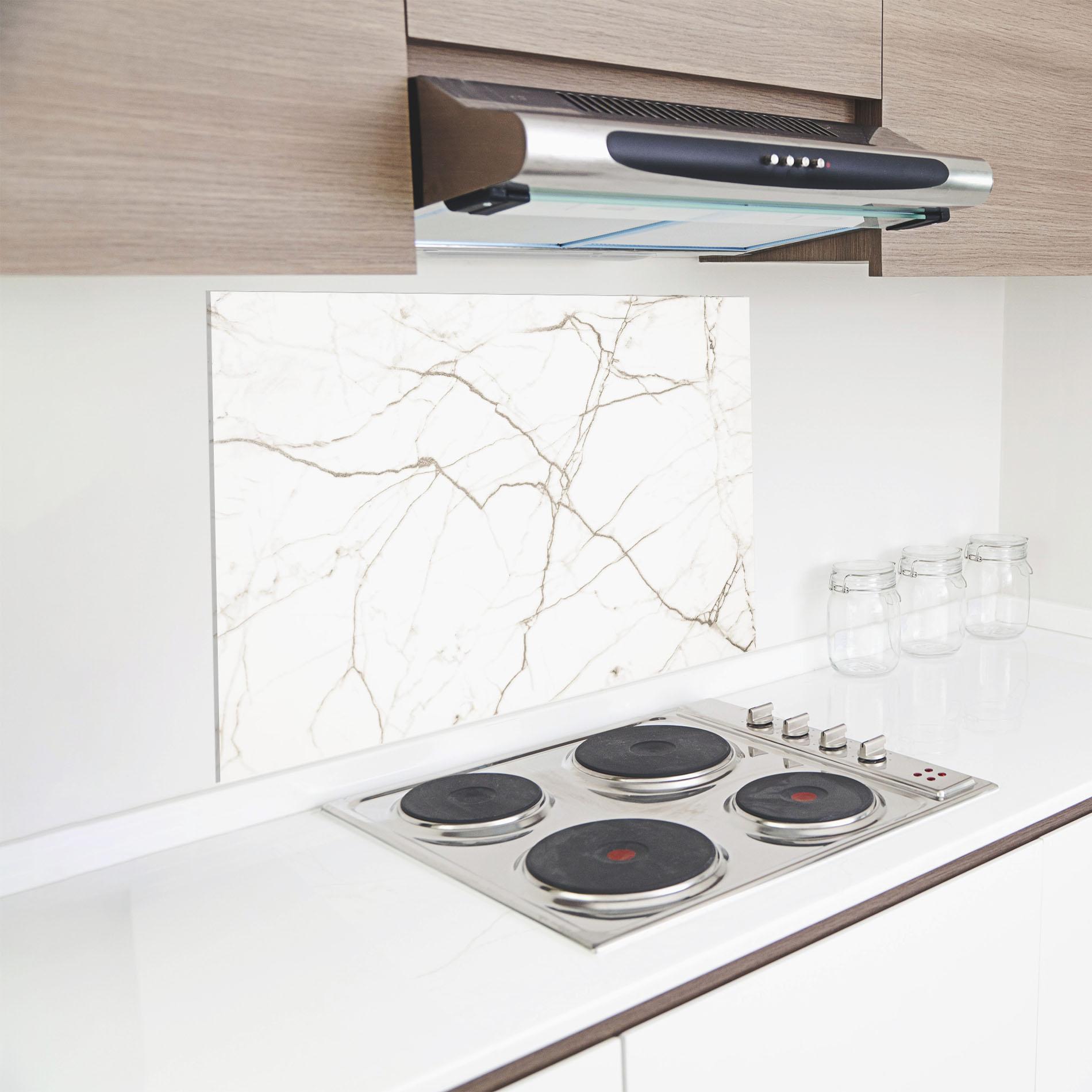 Panou Sticla Bucatarie White Brown Lines Marble mockup 8