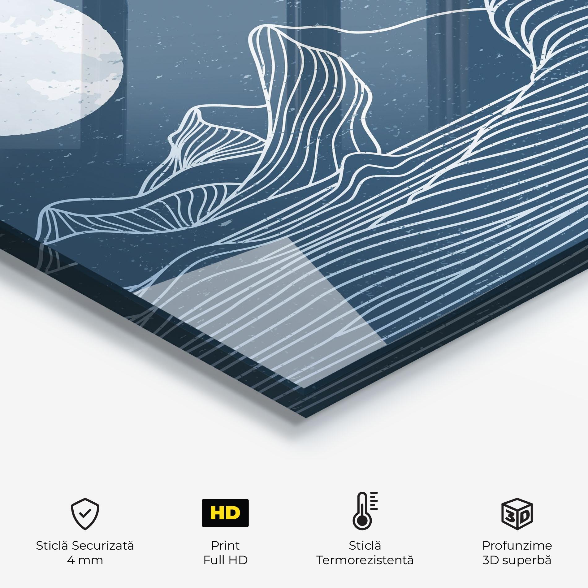 Panou Sticla Bucatarie Ocean Blue Wave mockup 2