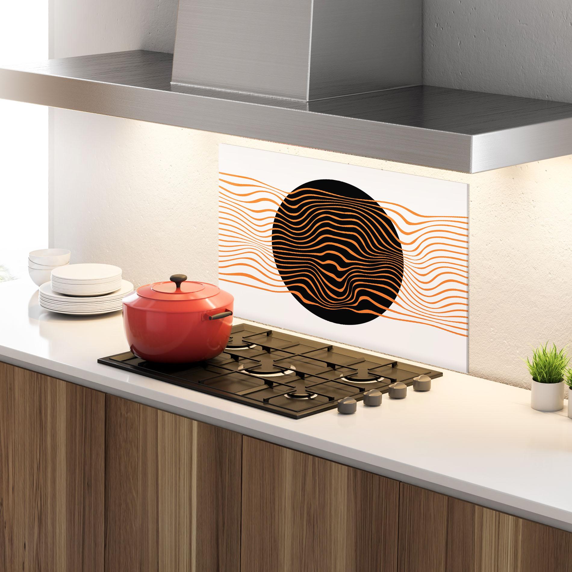 Panou Sticla Bucatarie Black Circle mockup 4