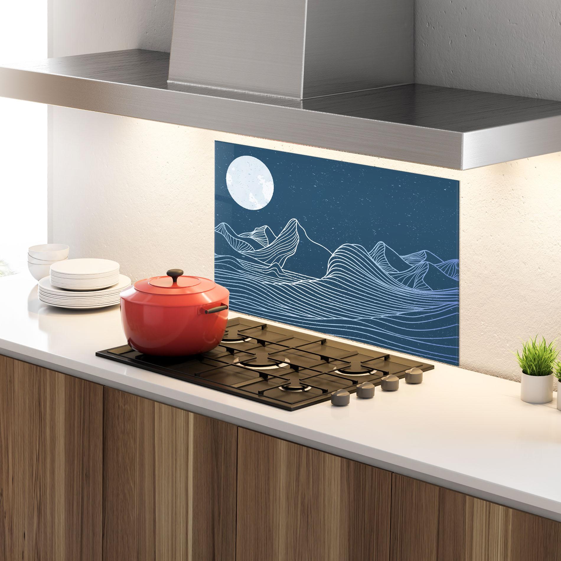 Panou Sticla Bucatarie Ocean Blue Wave mockup 4