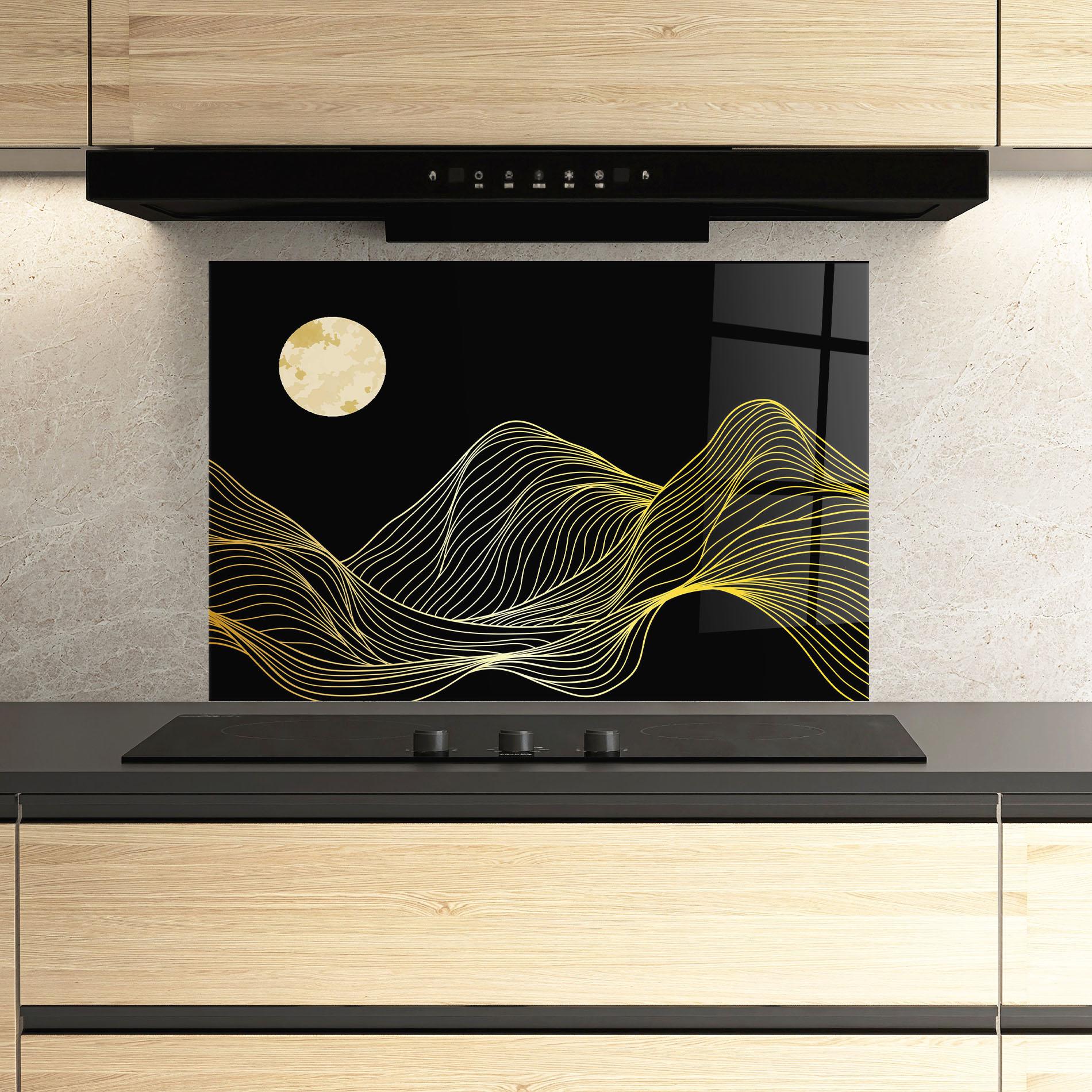 Panou Sticla Bucatarie Gold Moon mockup 3