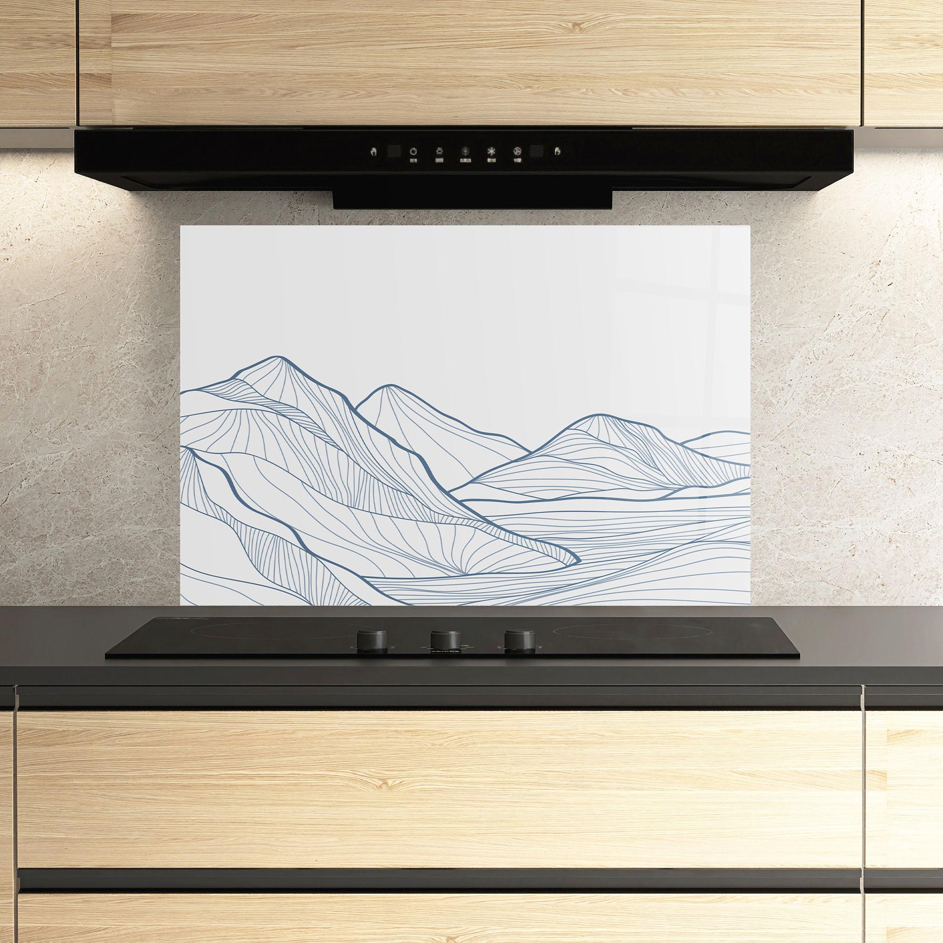 Panou Sticla Bucatarie Mountain Blue Line mockup 3