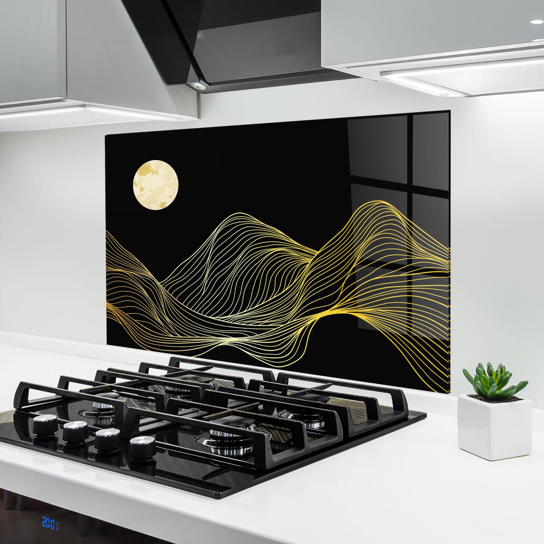 Panou Sticla Bucatarie Gold Moon mockup 6