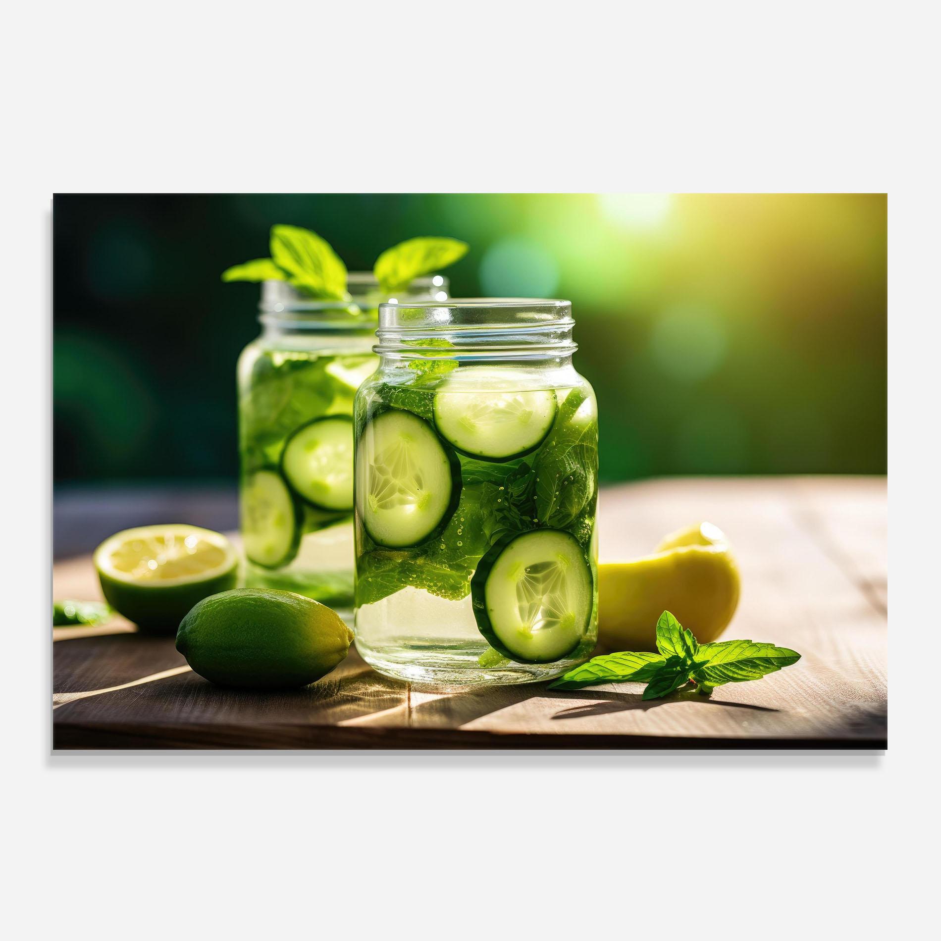 Panou Sticla Bucatarie Cold Drink Cucumber mockup 0