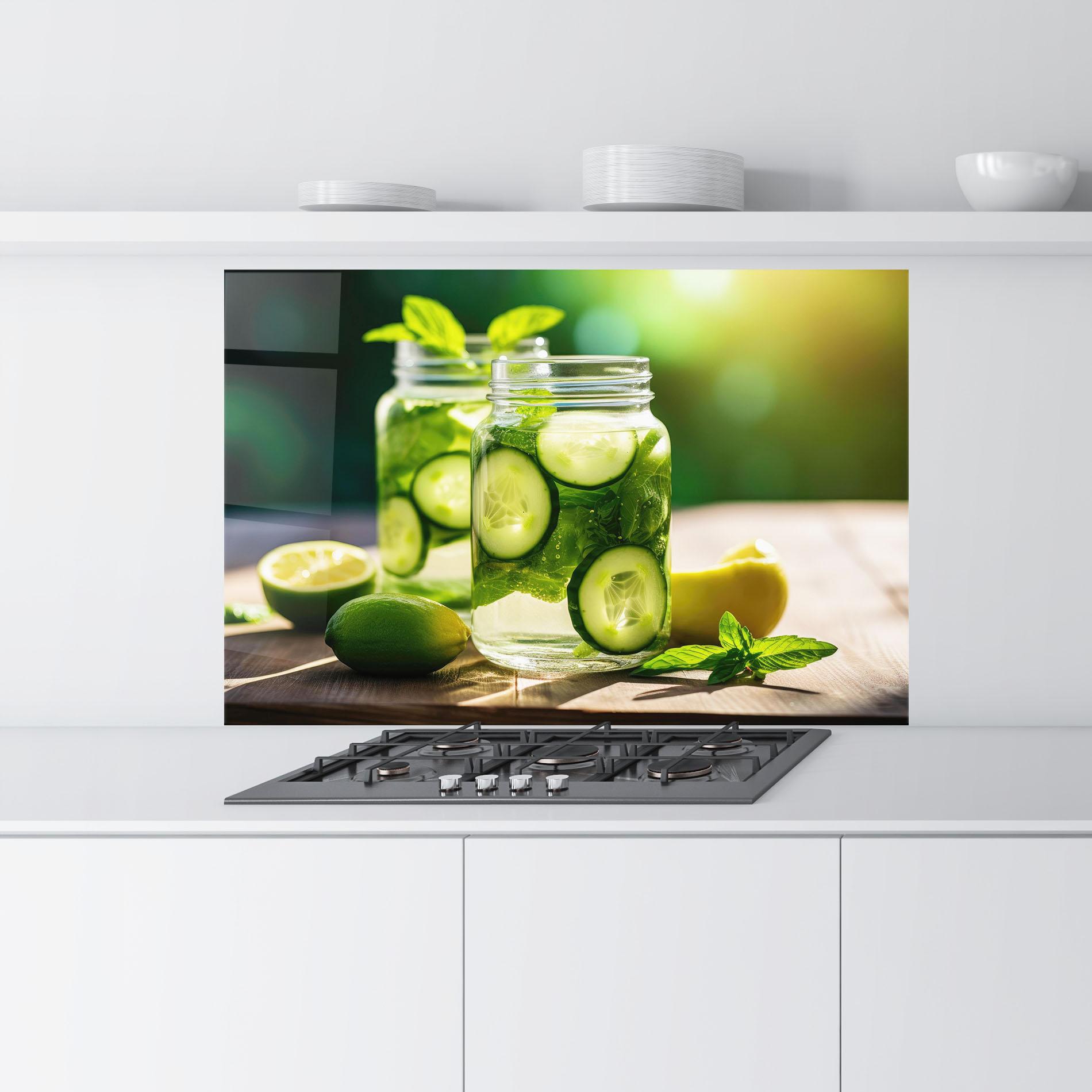 Panou Sticla Bucatarie Cold Drink Cucumber mockup 9