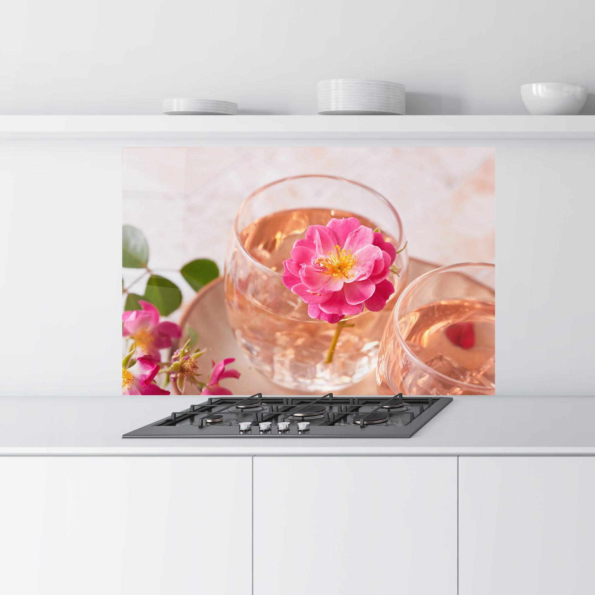 Panou Sticla Bucatarie Flower Drink mockup 9