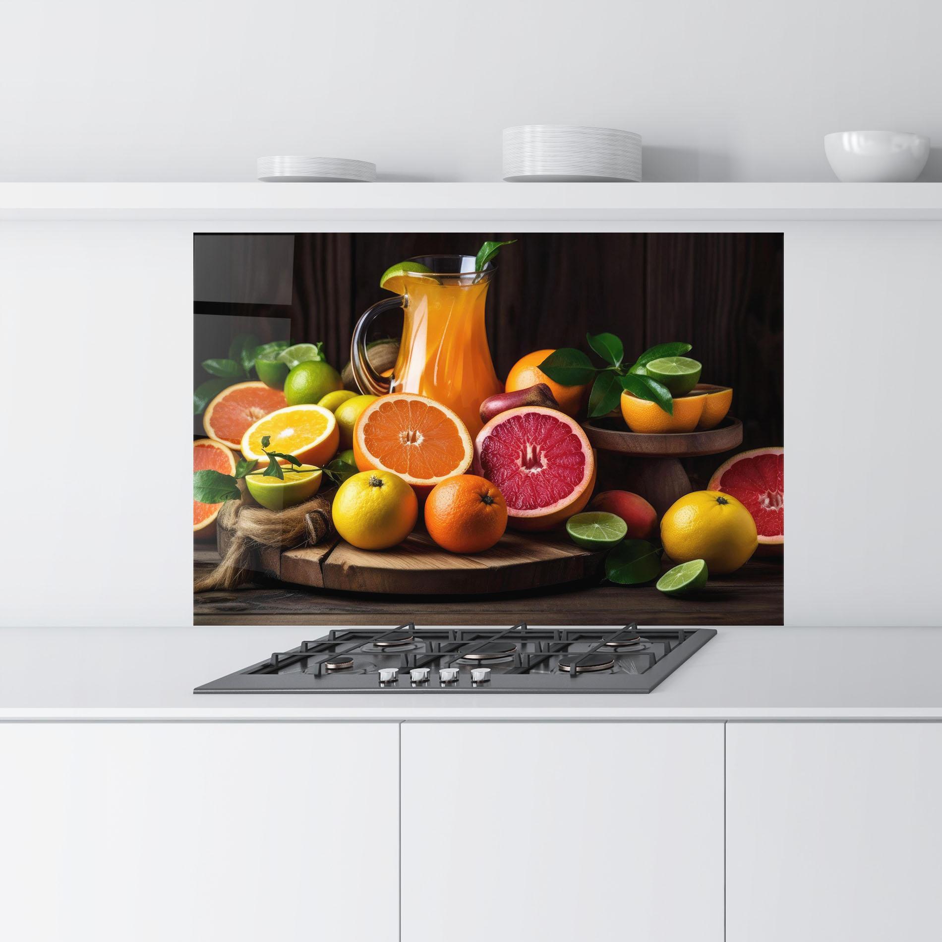 Panou Sticla Bucatarie Glass Of Orange Juice mockup 9