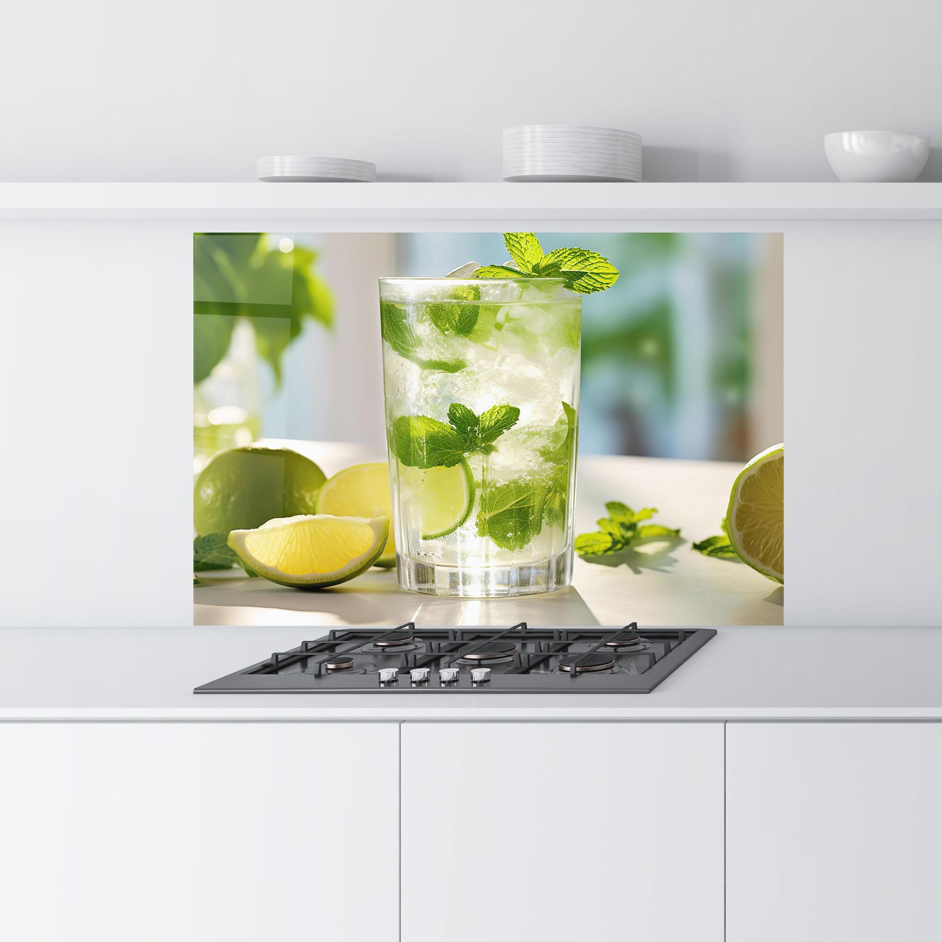 Panou Sticla Bucatarie Lime Mint Glass mockup 9