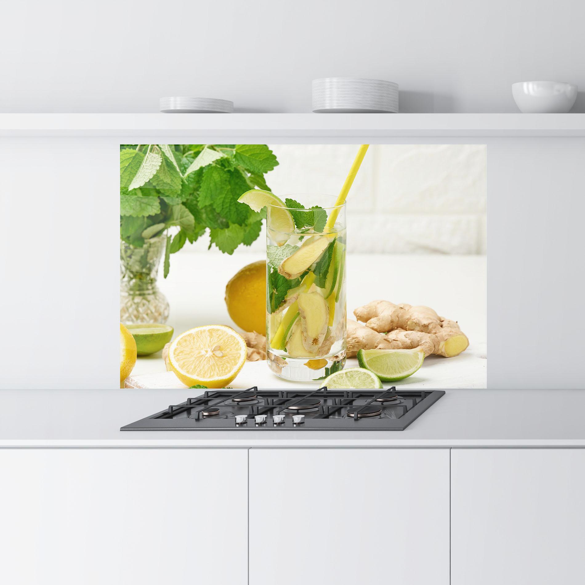 Panou Sticla Bucatarie Transparent Lemon Glass mockup 9