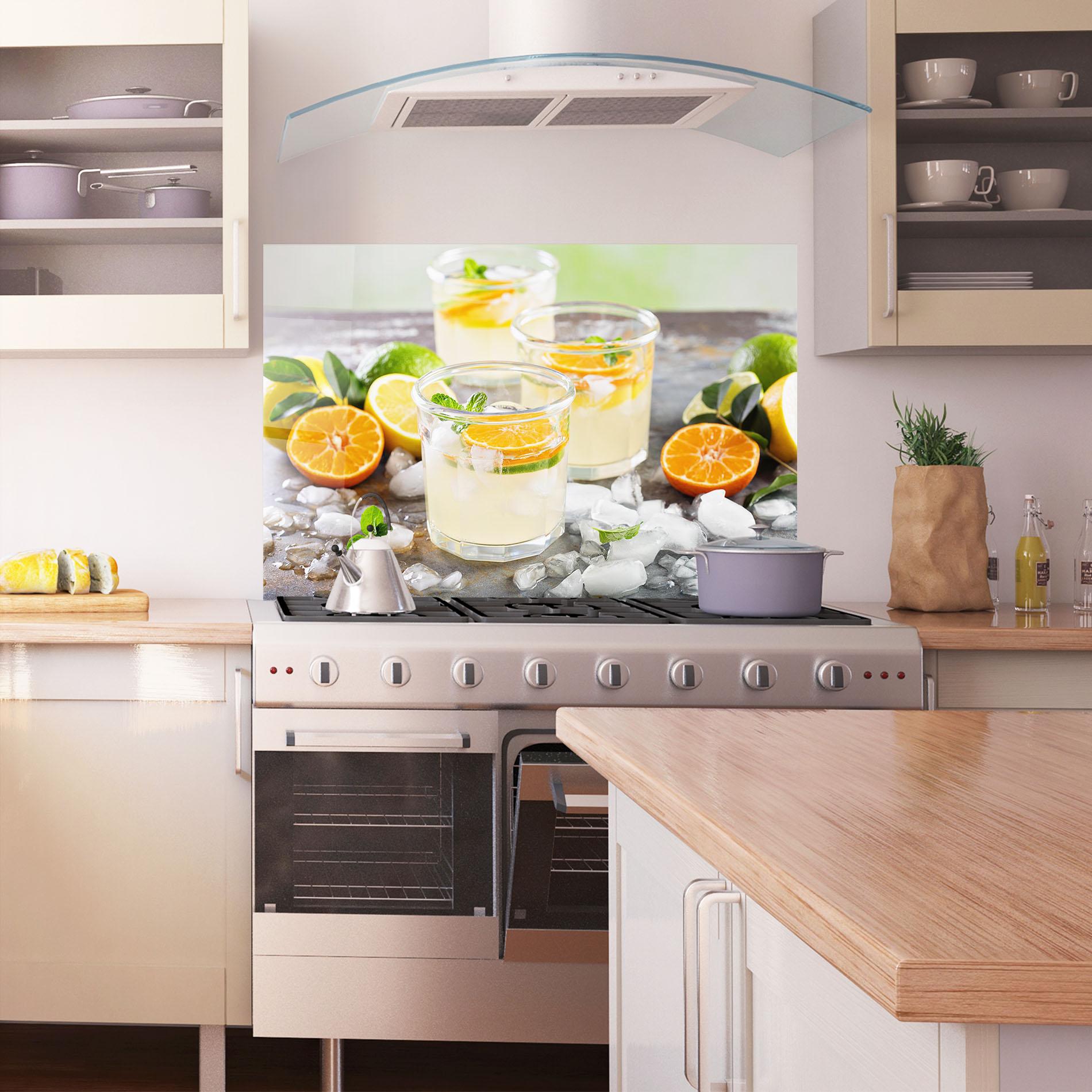 Panou Sticla Bucatarie Citrus Fruit Lemonade mockup 1