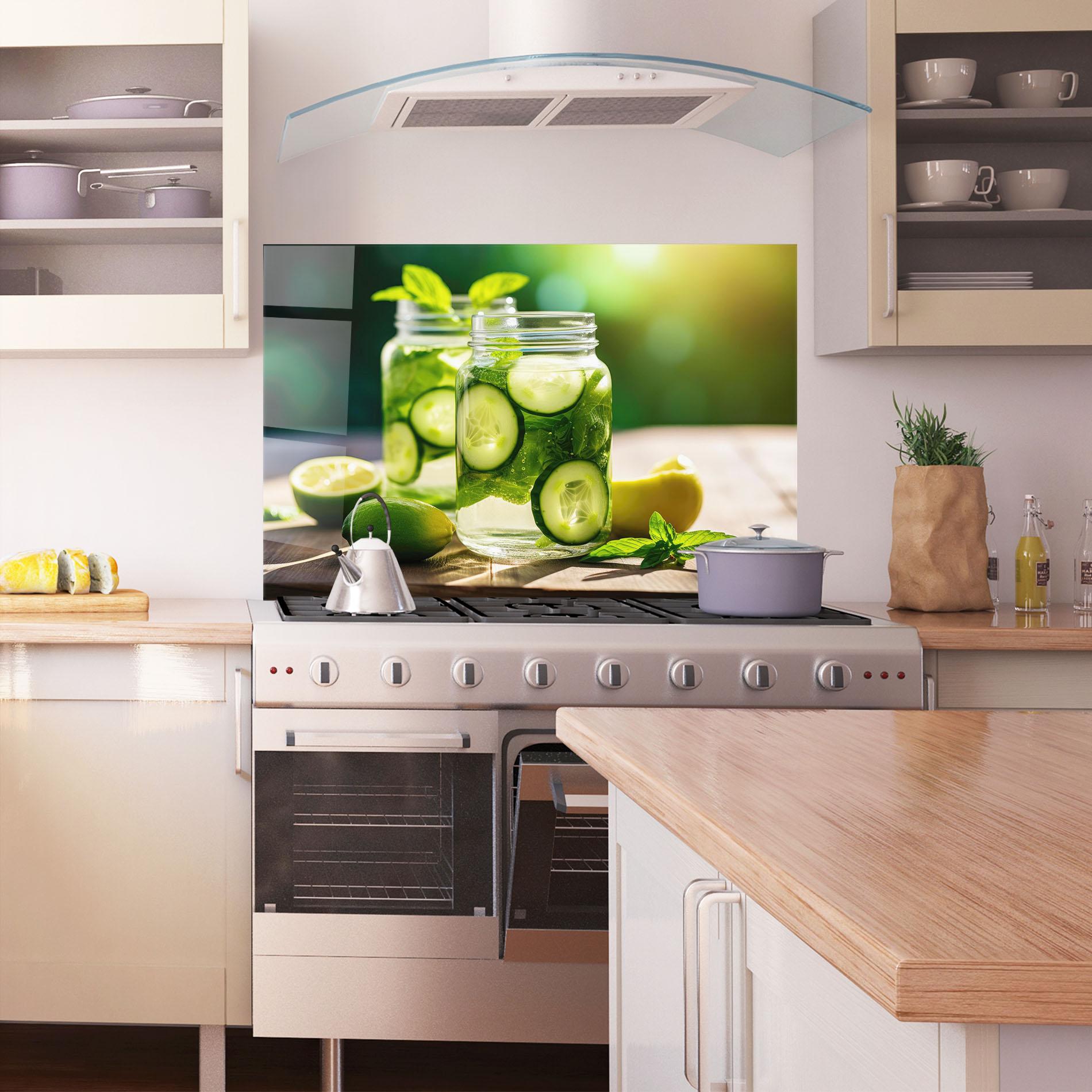 Panou Sticla Bucatarie Cold Drink Cucumber mockup 1