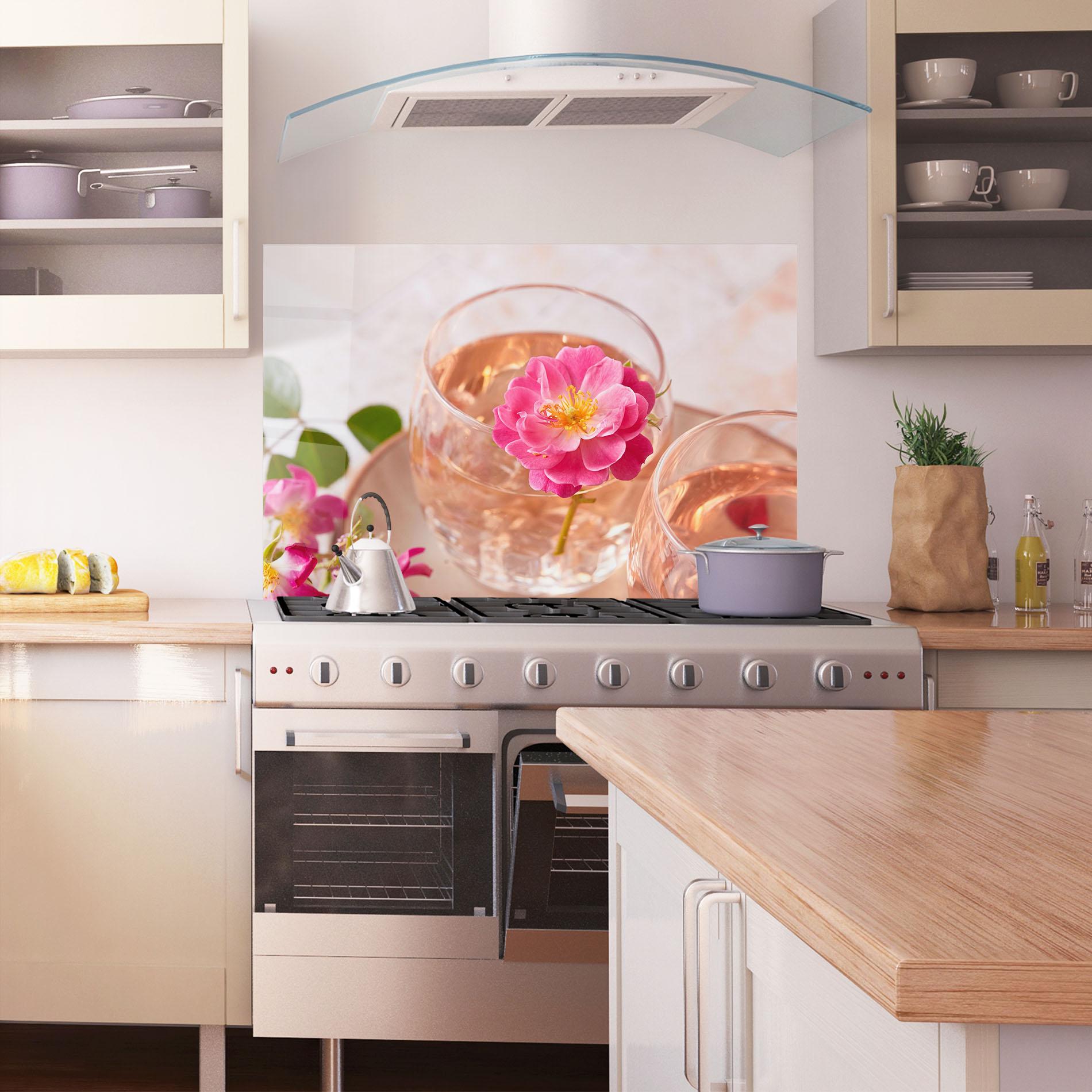 Panou Sticla Bucatarie Flower Drink mockup 1