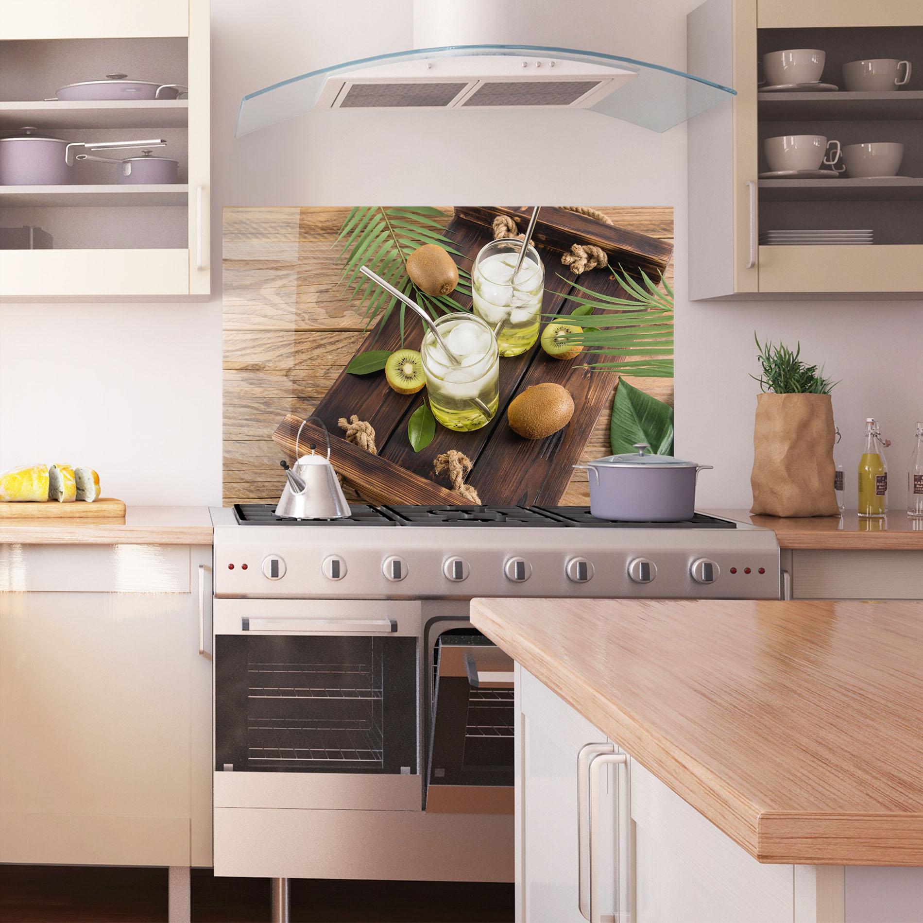 Panou Sticla Bucatarie Kiwi Drinks mockup 1