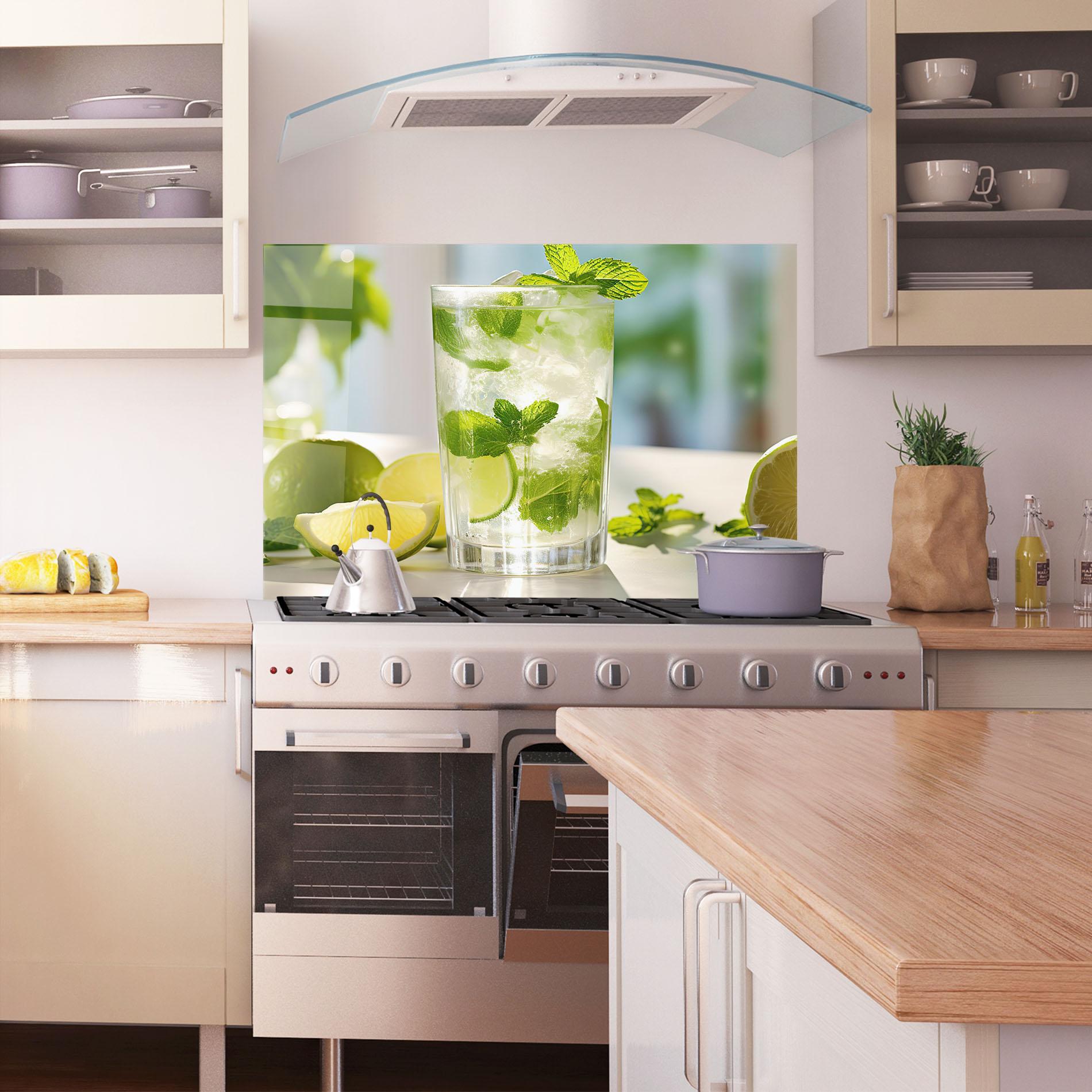 Panou Sticla Bucatarie Lime Mint Glass mockup 1