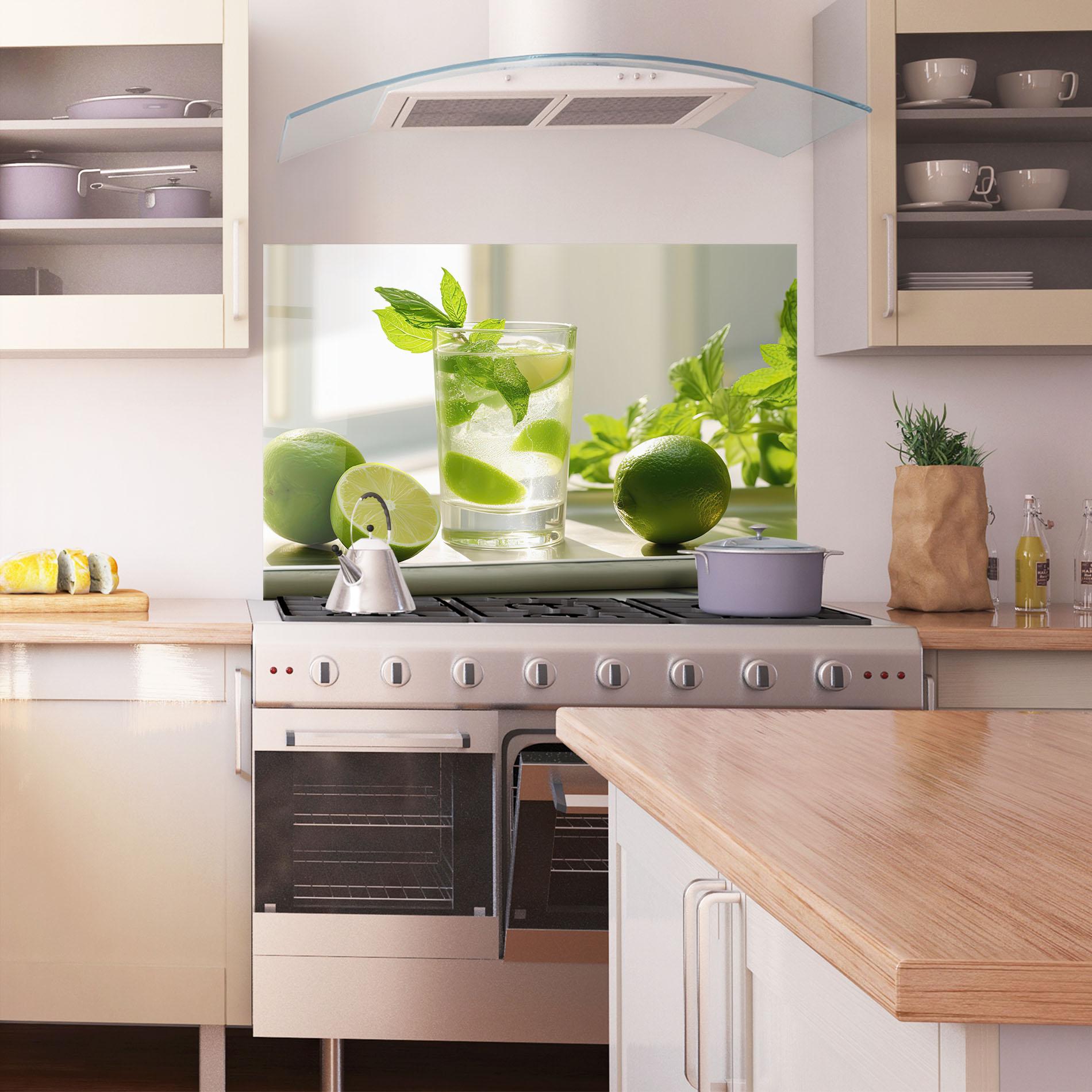 Panou Sticla Bucatarie Mint Lime Glass mockup 1