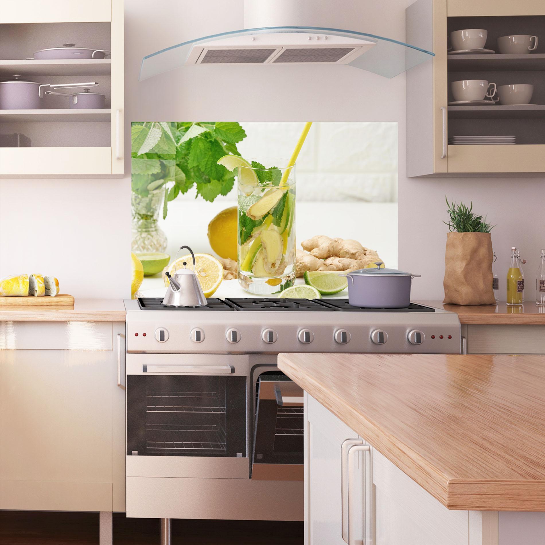 Panou Sticla Bucatarie Transparent Lemon Glass mockup 1