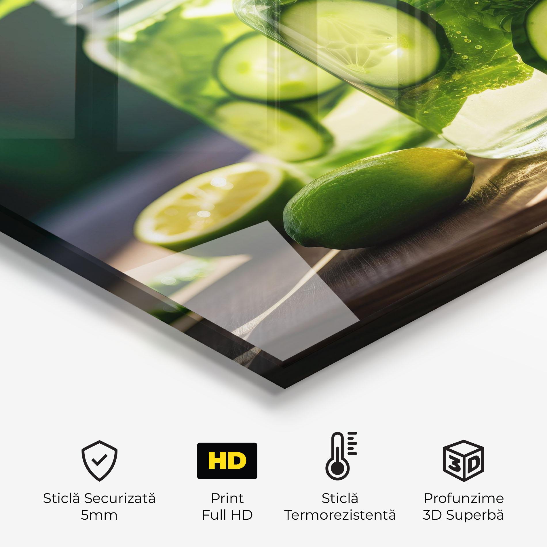 Panou Sticla Bucatarie Cold Drink Cucumber mockup 2