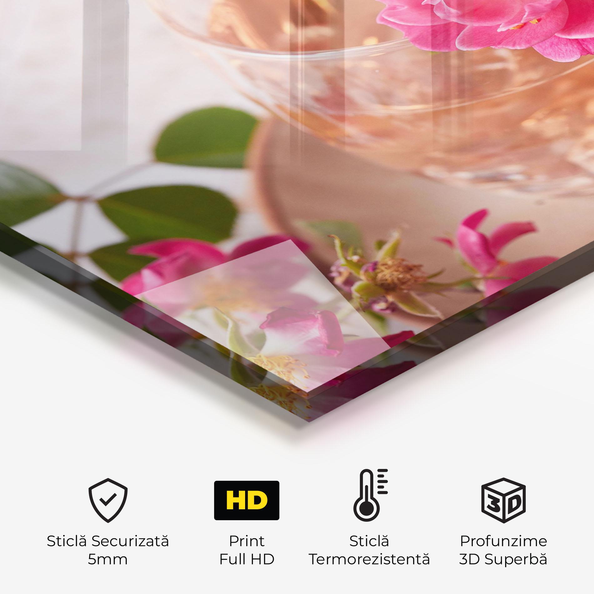 Panou Sticla Bucatarie Flower Drink mockup 2