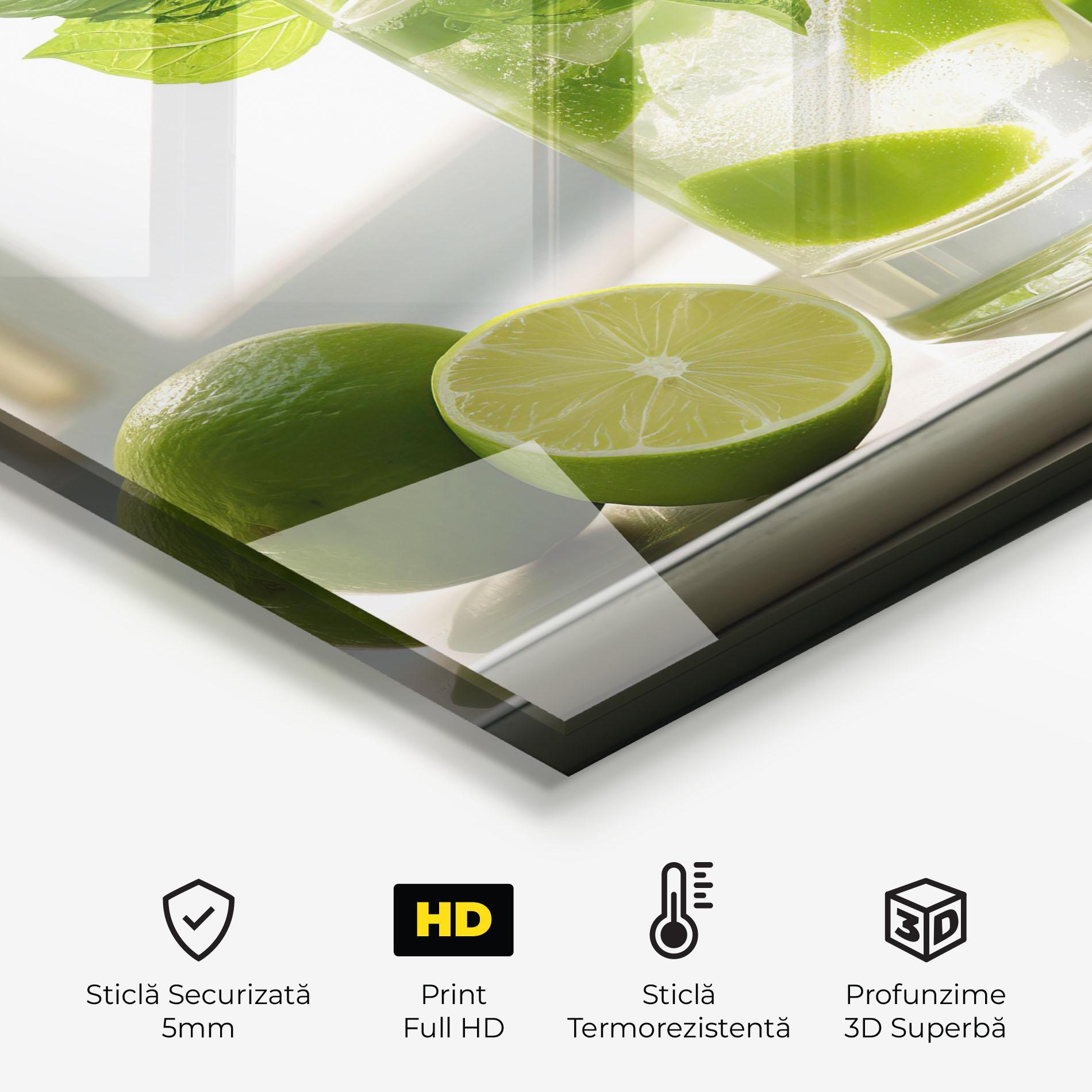 Panou Sticla Bucatarie Mint Lime Glass mockup 2