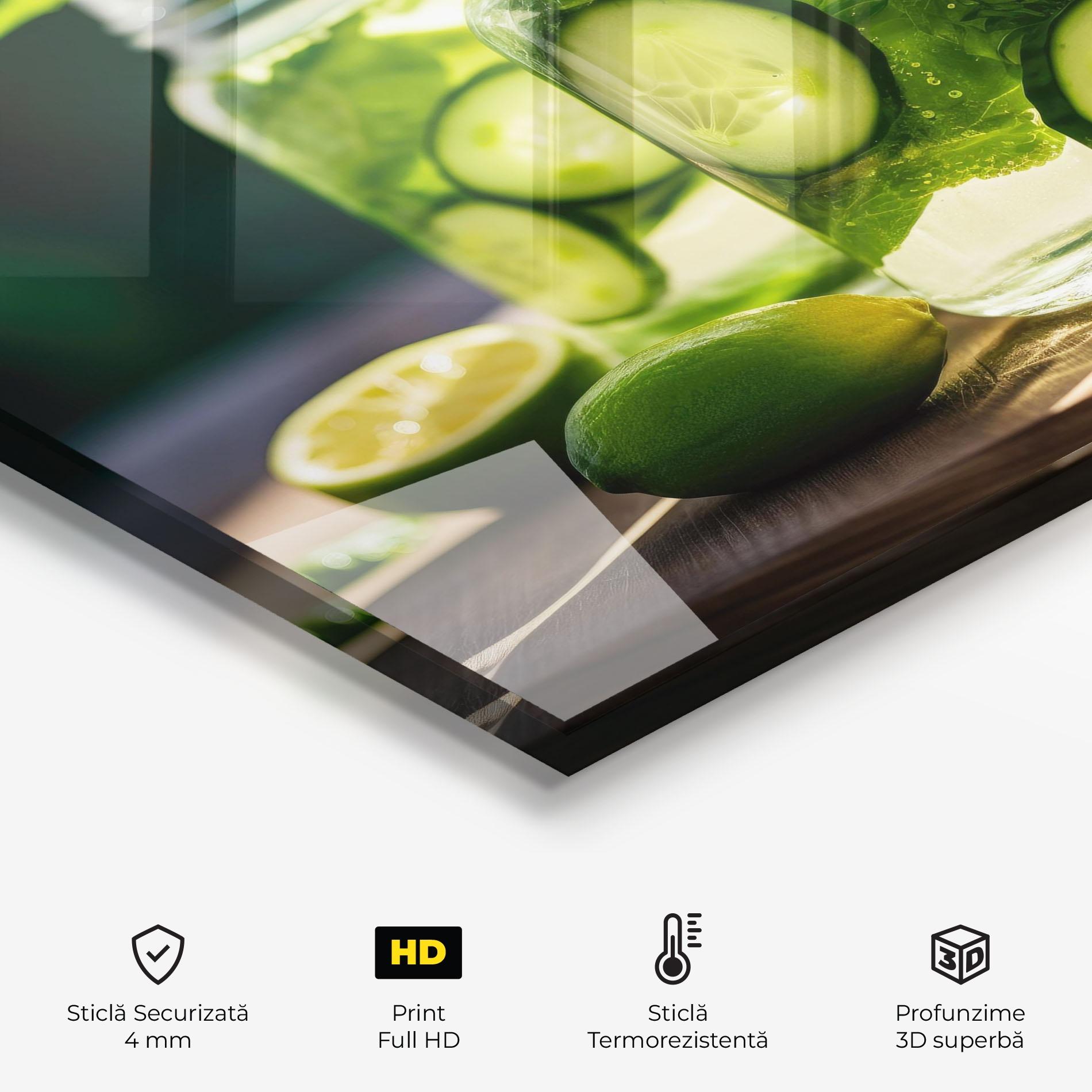 Panou Sticla Bucatarie Cold Drink Cucumber mockup 2
