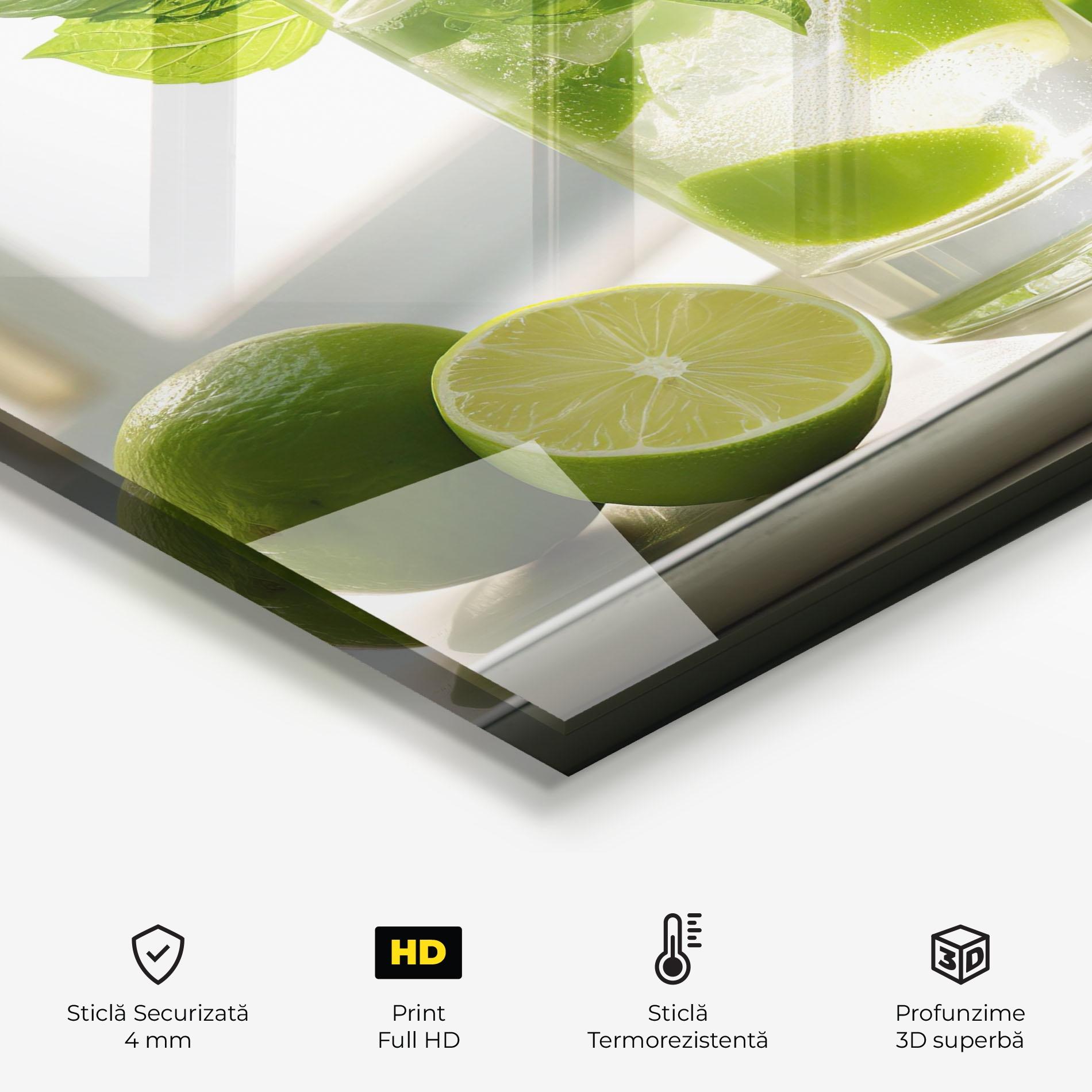 Panou Sticla Bucatarie Mint Lime Glass mockup 2