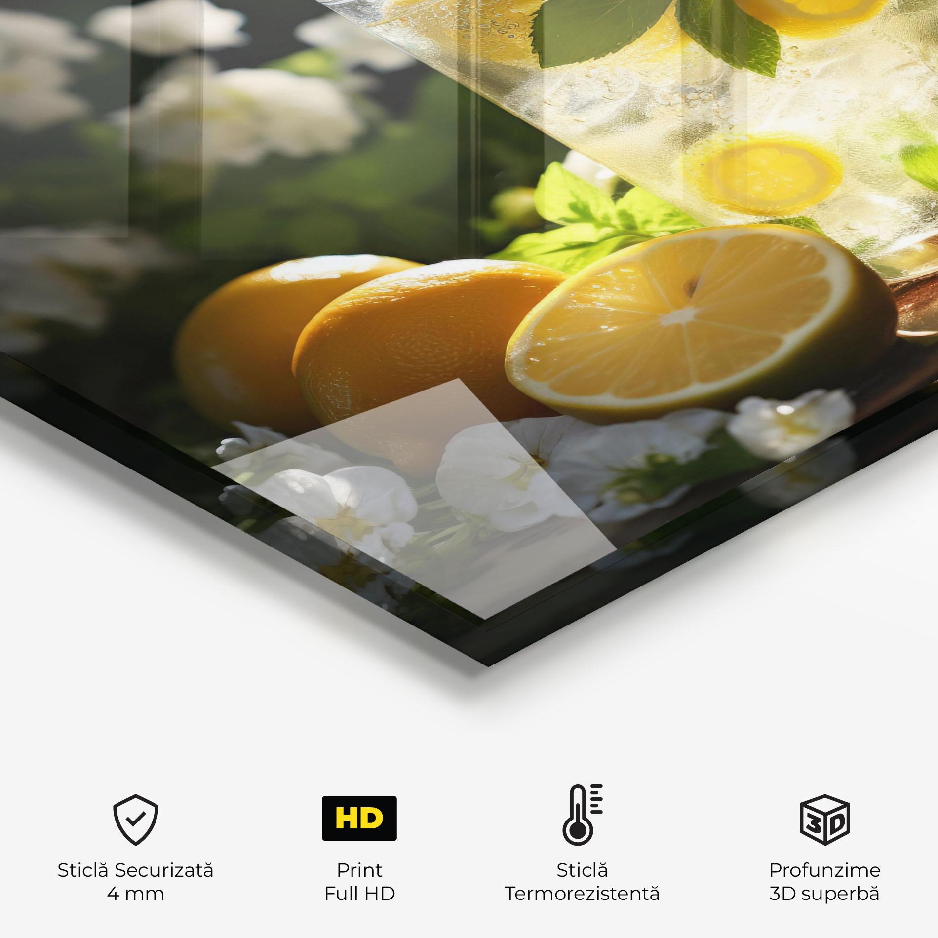 Panou Sticla Bucatarie White Flowers Lemonade mockup 2