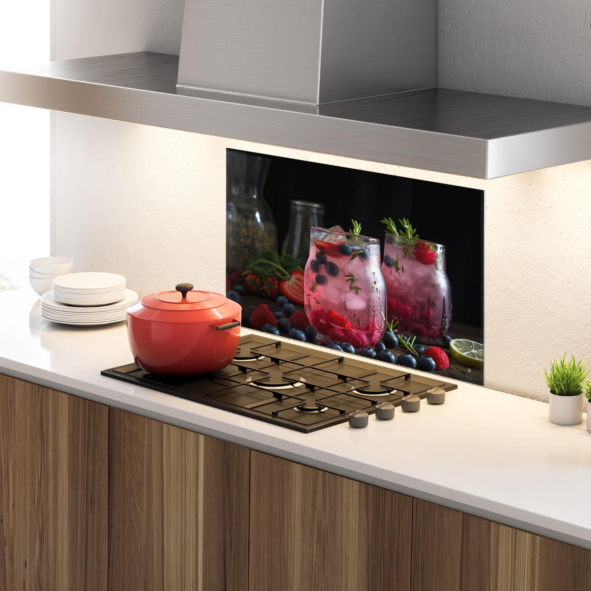 Panou Sticla Bucatarie Berry Ice Drink mockup 4