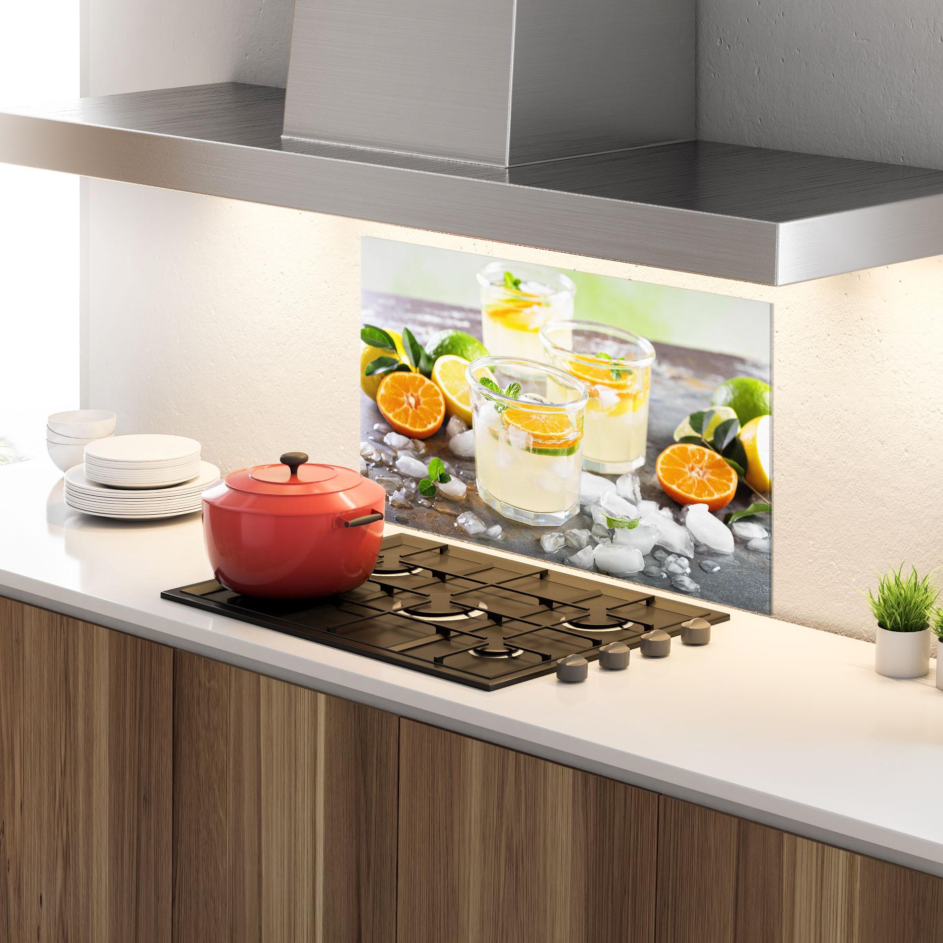 Panou Sticla Bucatarie Citrus Fruit Lemonade mockup 4