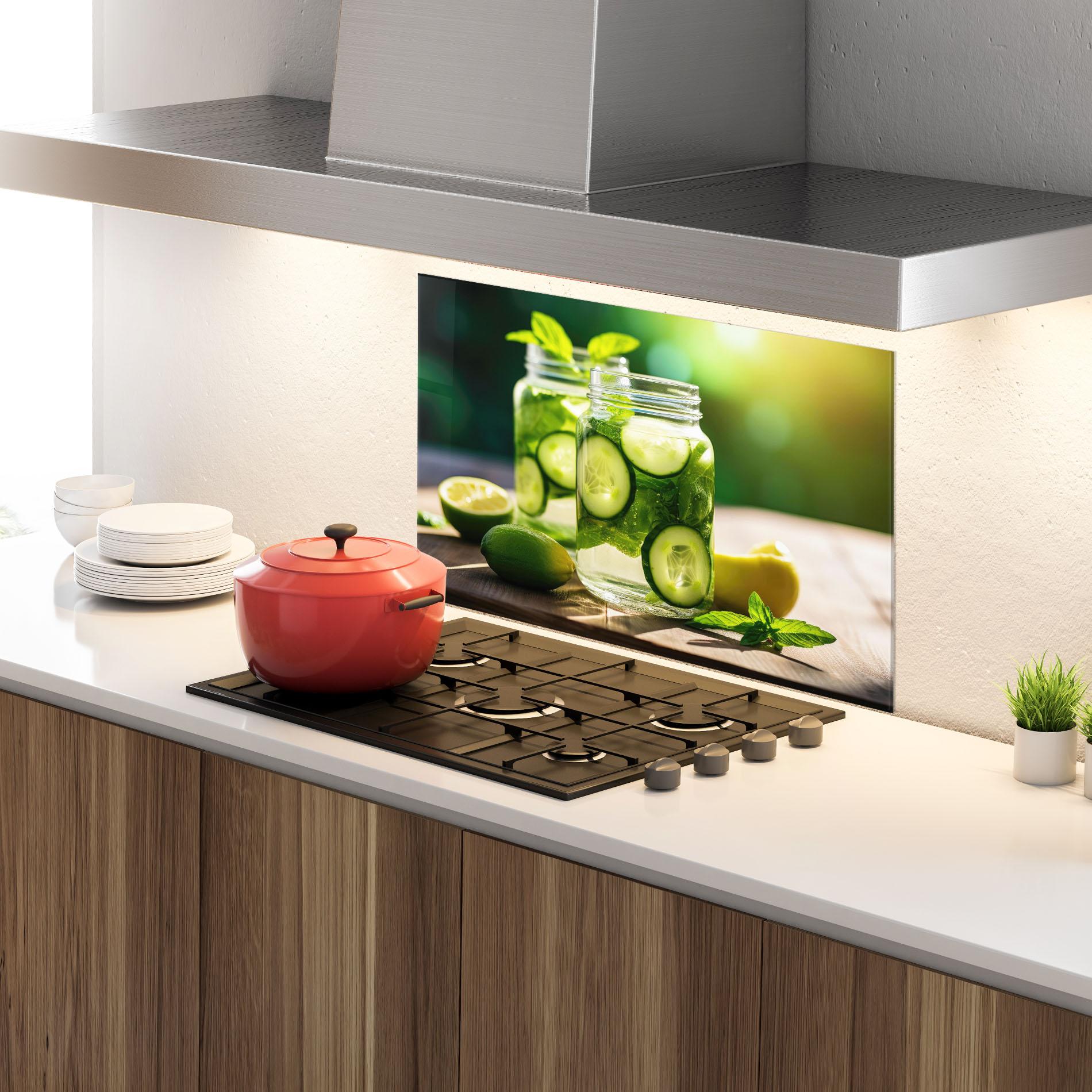 Panou Sticla Bucatarie Cold Drink Cucumber mockup 4