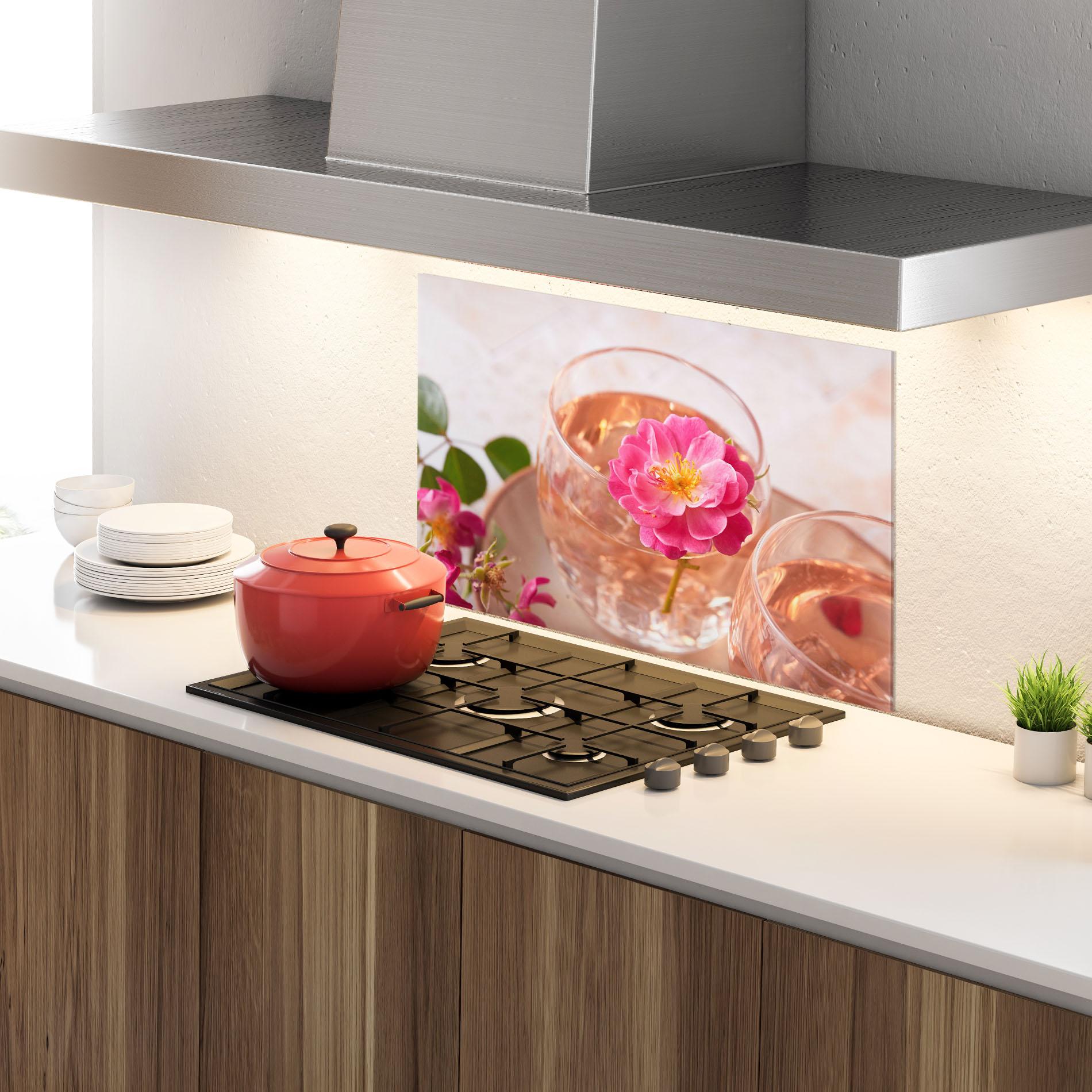 Panou Sticla Bucatarie Flower Drink mockup 4