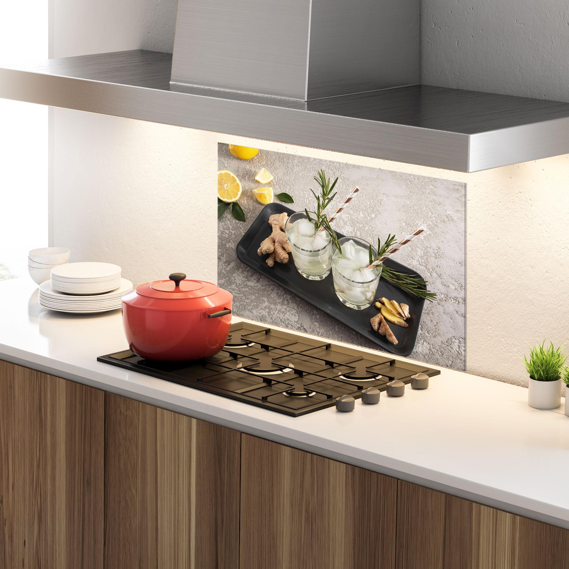 Panou Sticla Bucatarie Ginger Lemonade Drink mockup 4