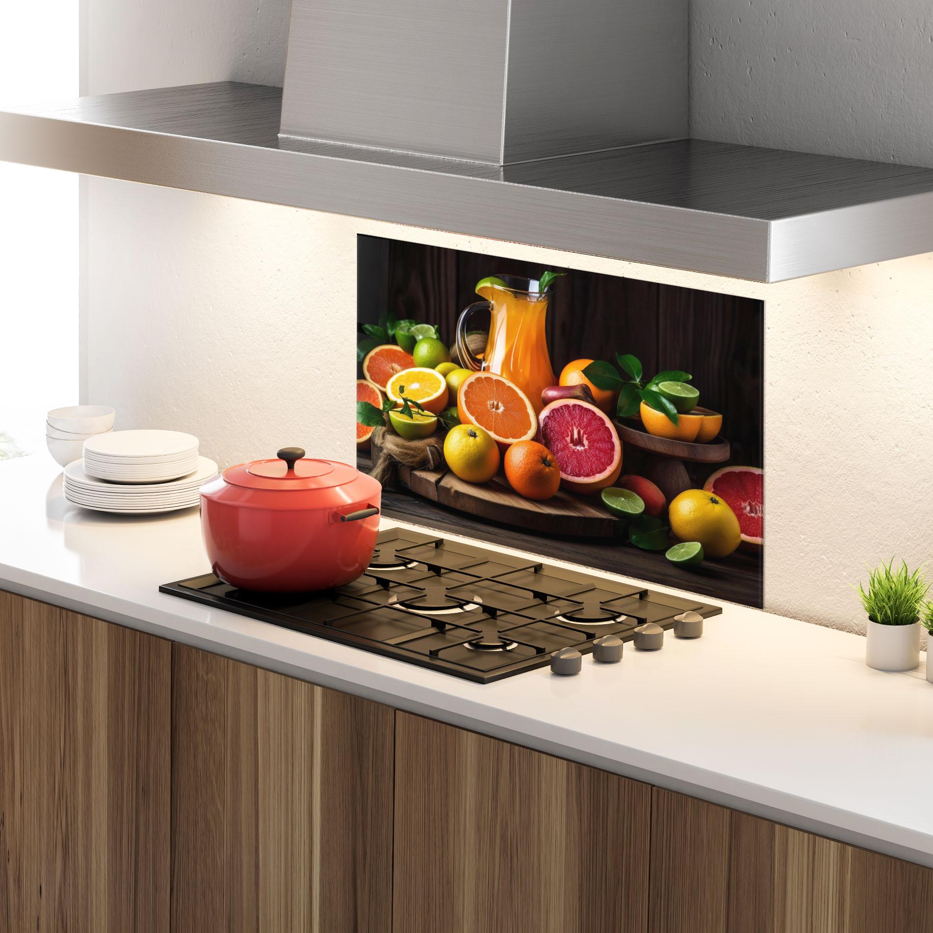 Panou Sticla Bucatarie Glass Of Orange Juice mockup 4