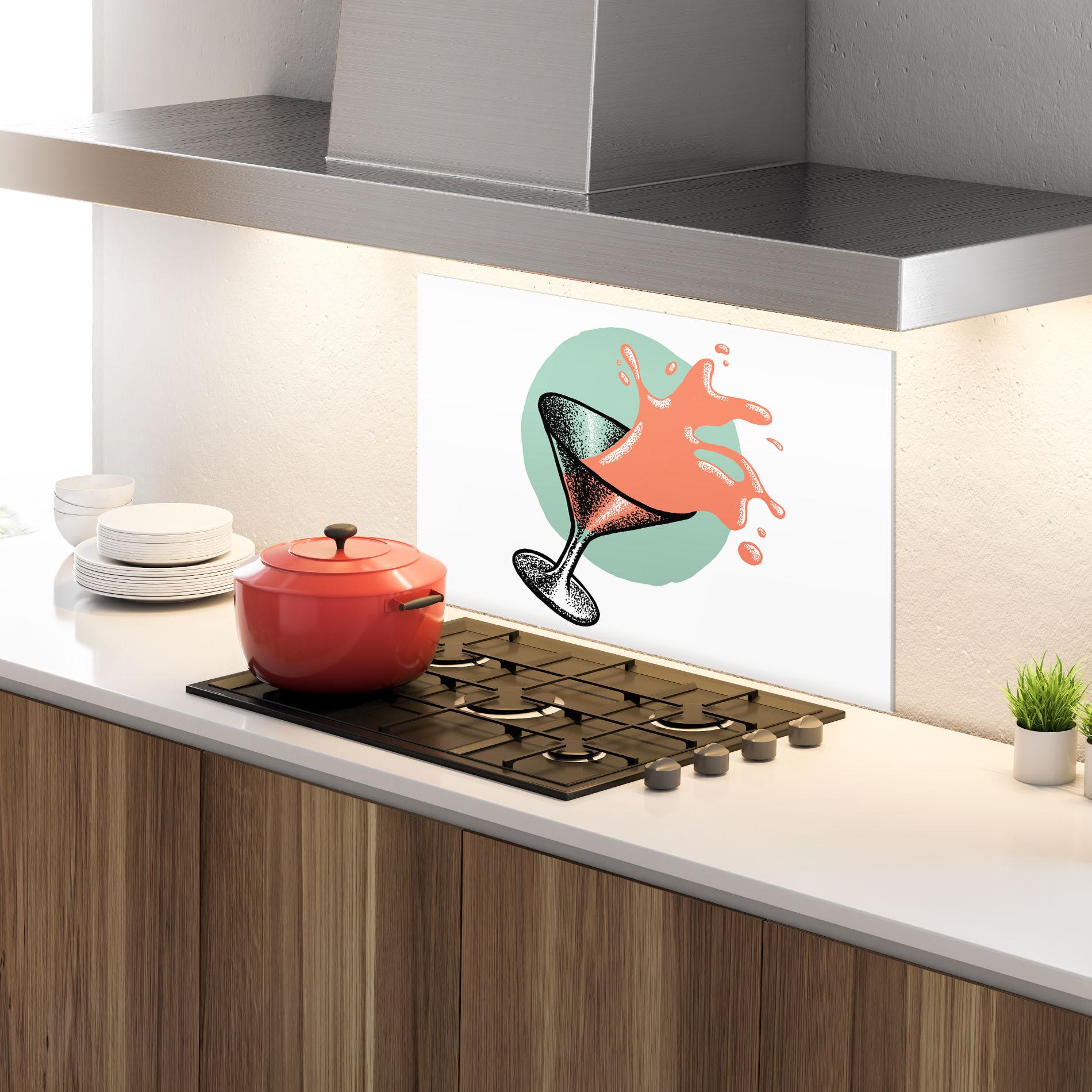 Panou Sticla Bucatarie Light Orange Drink mockup 4