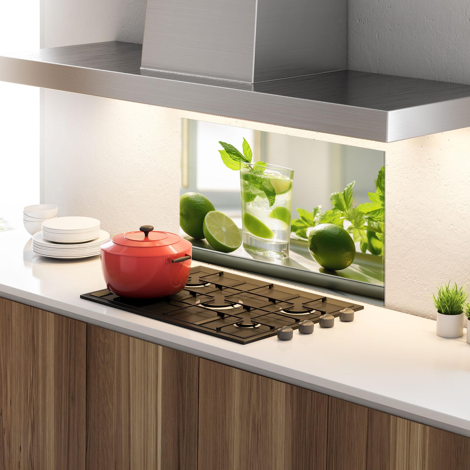 Panou Sticla Bucatarie Mint Lime Glass mockup 4