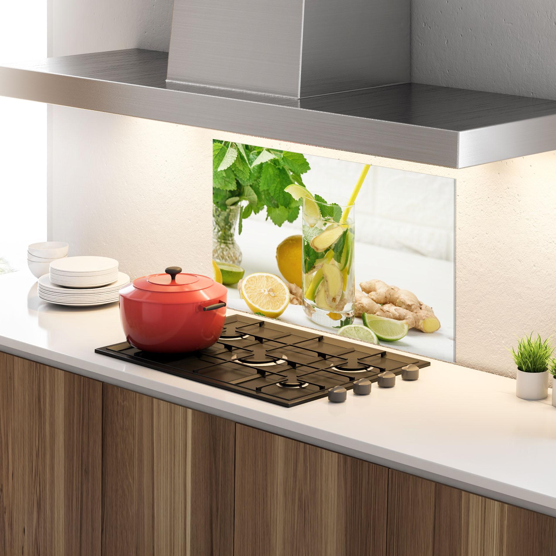 Panou Sticla Bucatarie Transparent Lemon Glass mockup 4