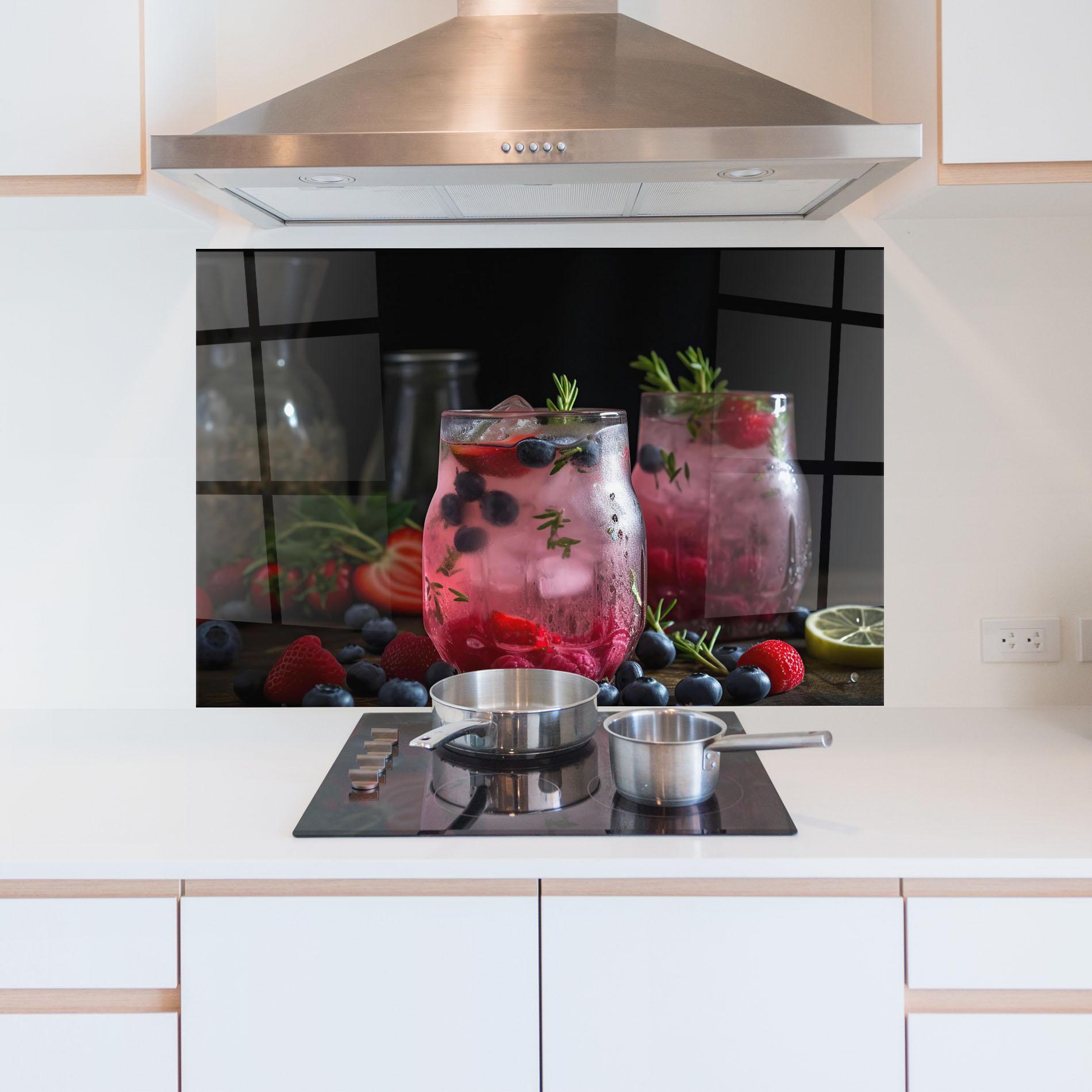 Panou Sticla Bucatarie Berry Ice Drink mockup 5