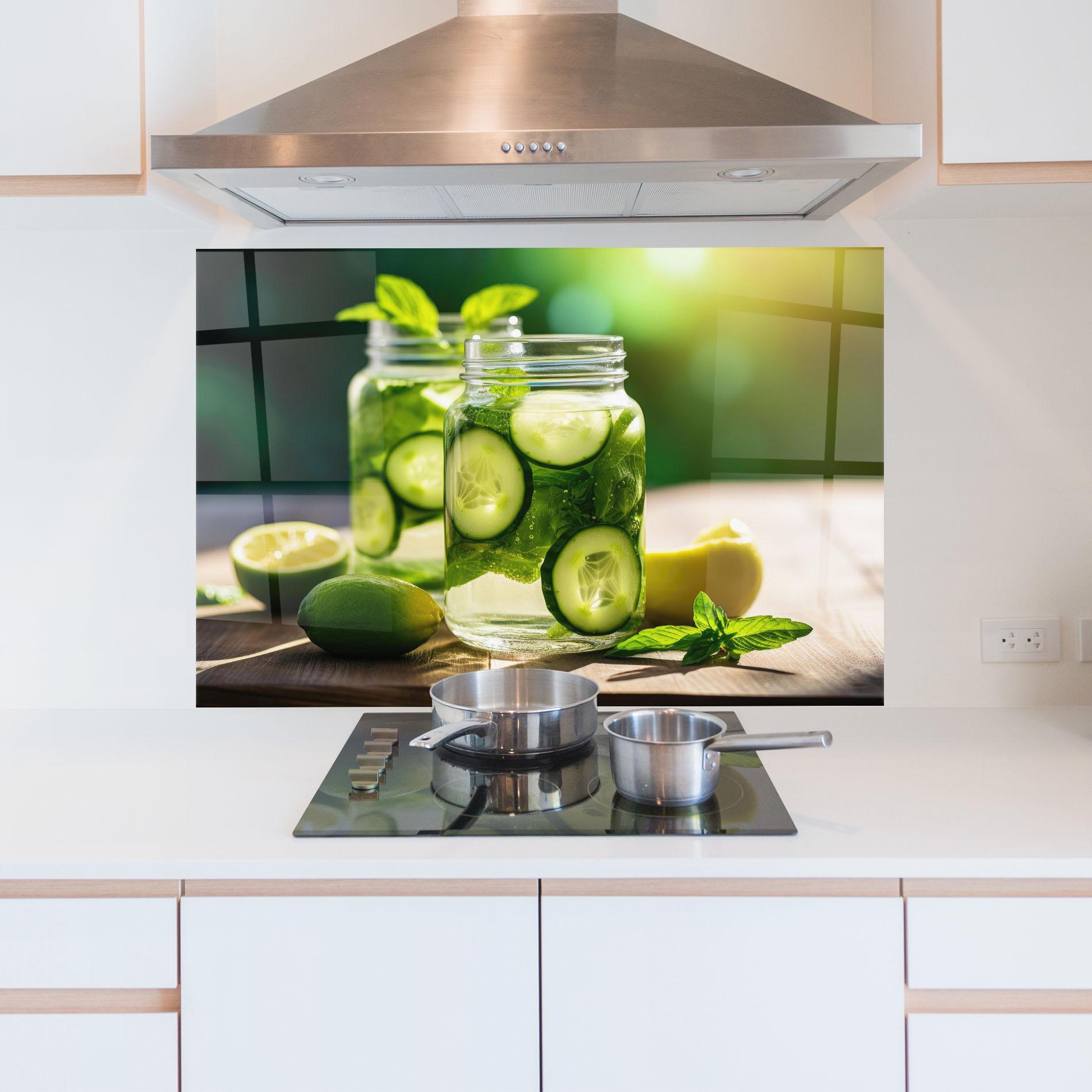 Panou Sticla Bucatarie Cold Drink Cucumber mockup 5