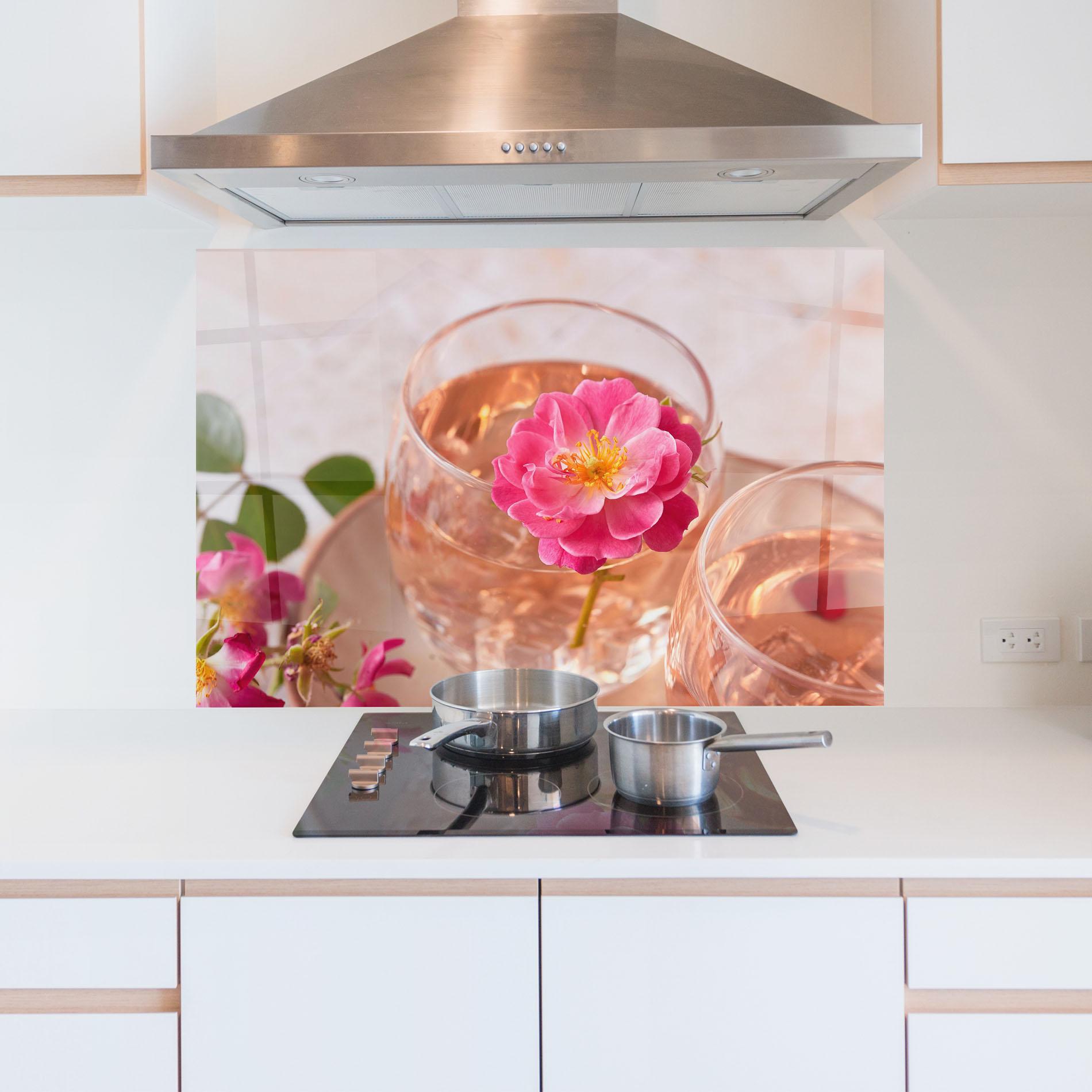 Panou Sticla Bucatarie Flower Drink mockup 5