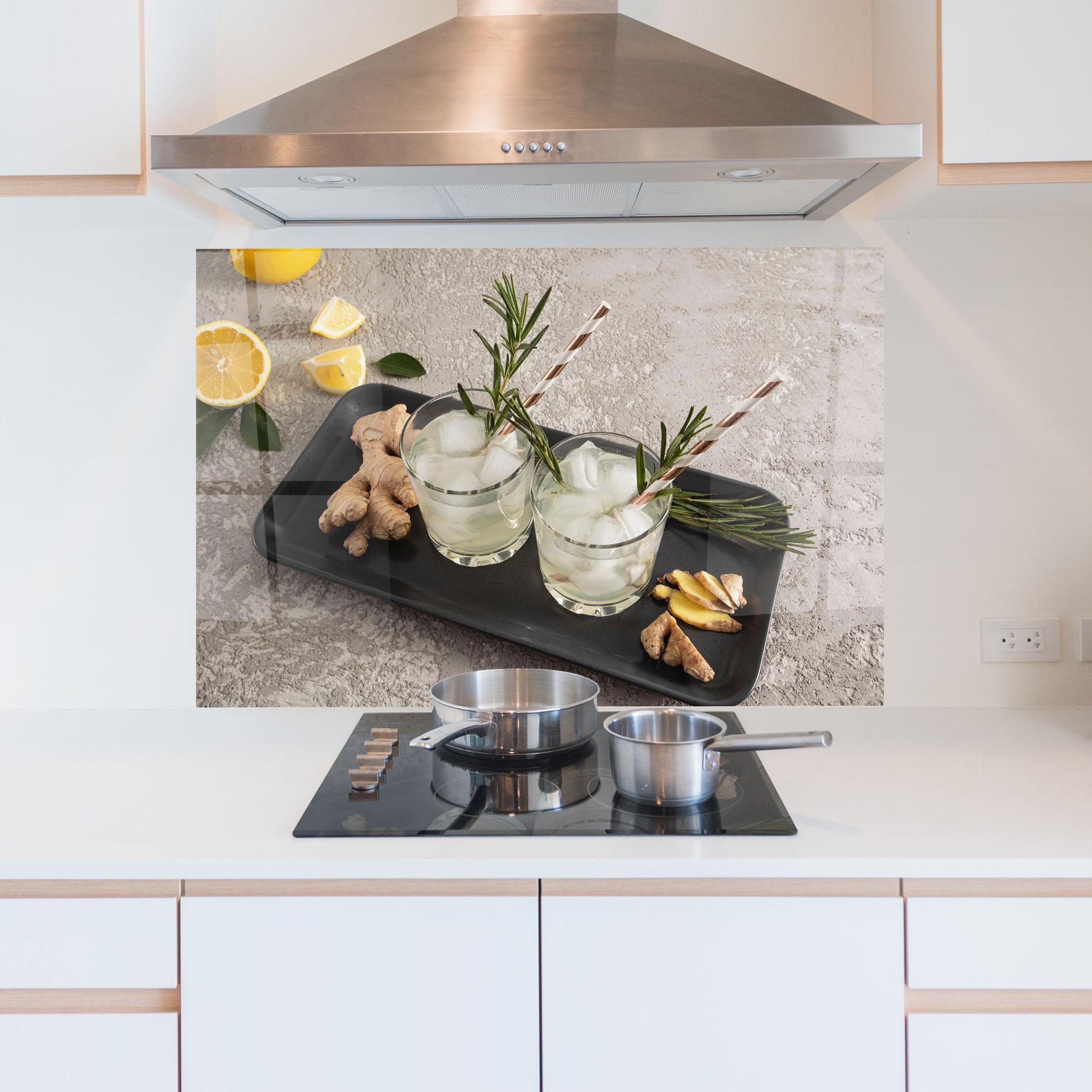 Panou Sticla Bucatarie Ginger Lemonade Drink mockup 5