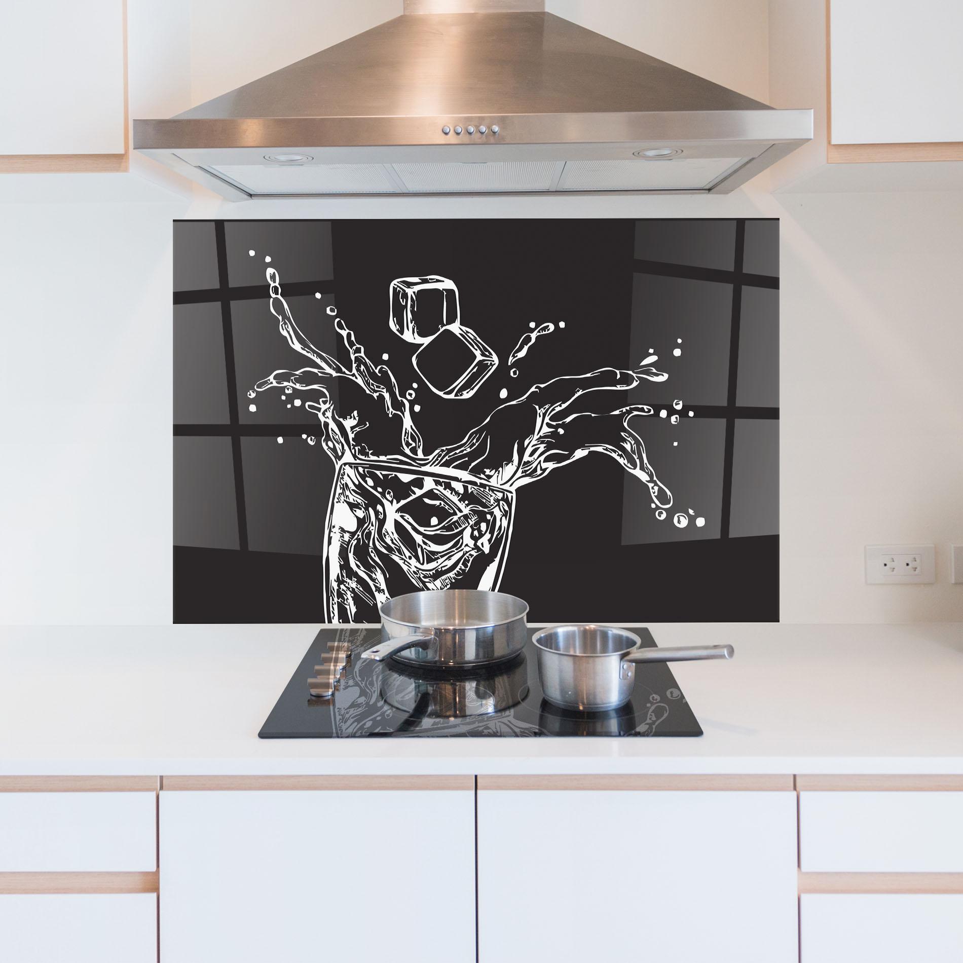 Panou Sticla Bucatarie Ice Splash Drink mockup 5