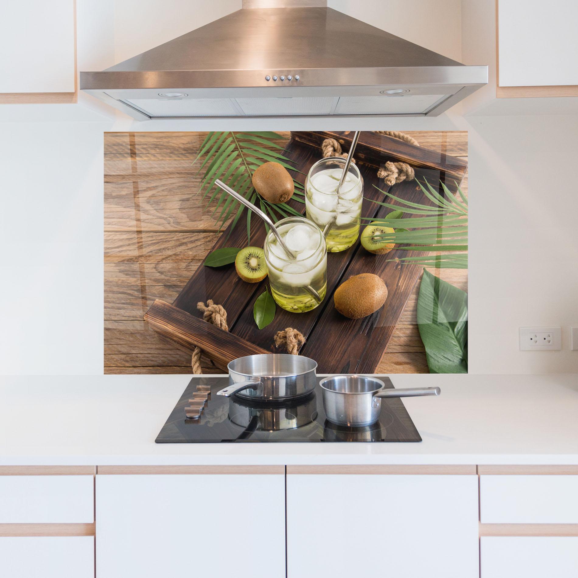 Panou Sticla Bucatarie Kiwi Drinks mockup 5