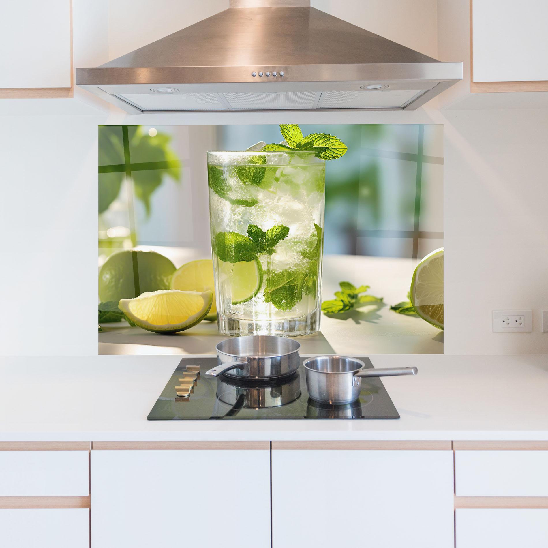 Panou Sticla Bucatarie Lime Mint Glass mockup 5