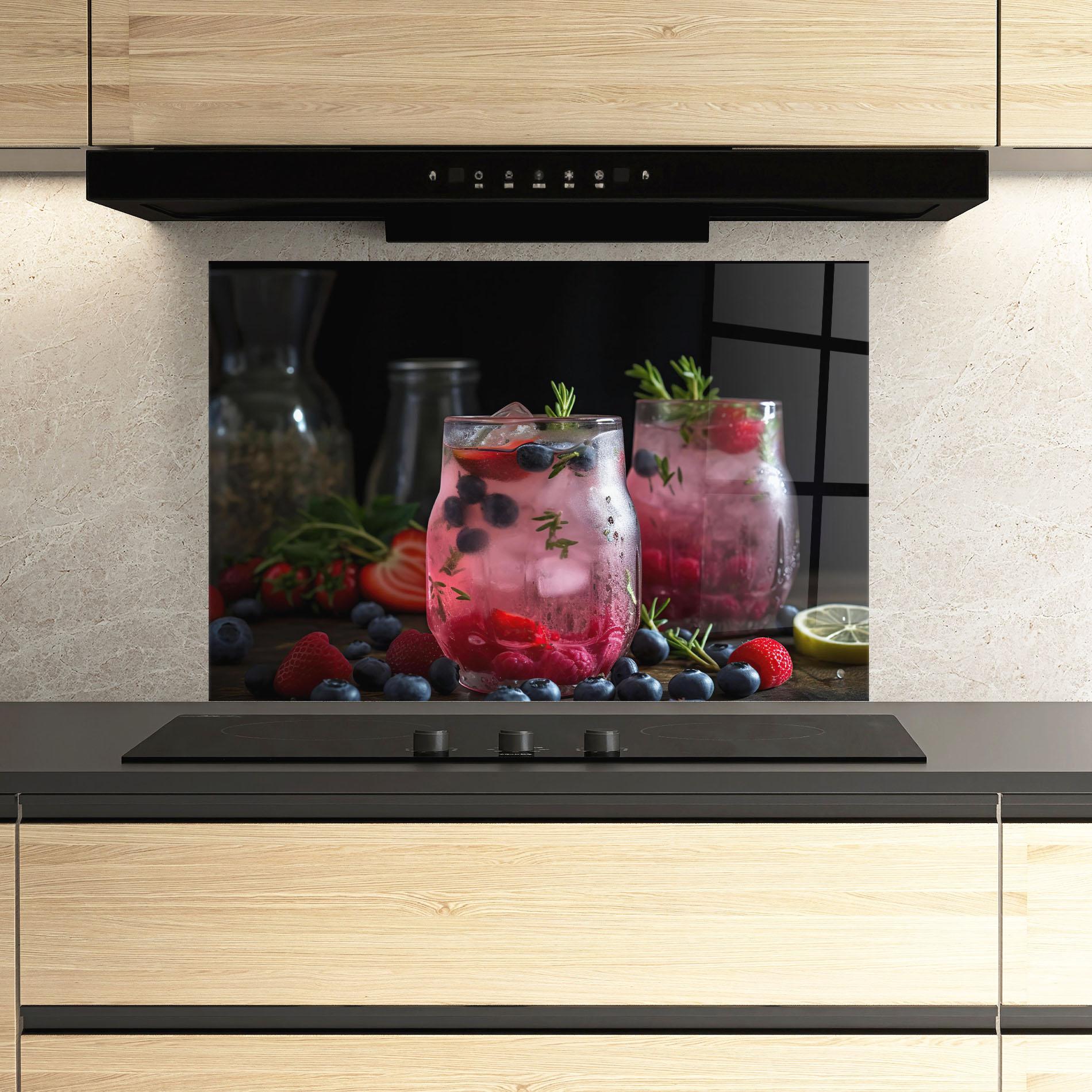 Panou Sticla Bucatarie Berry Ice Drink mockup 3