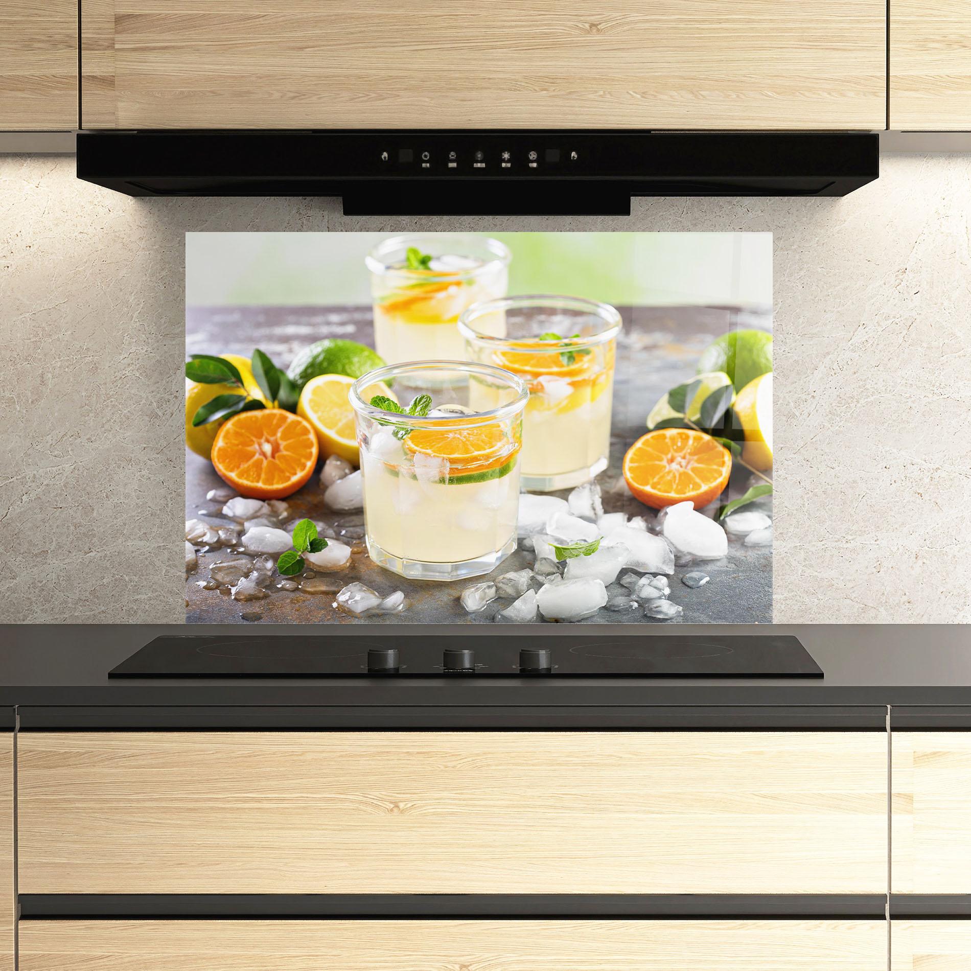 Panou Sticla Bucatarie Citrus Fruit Lemonade mockup 3