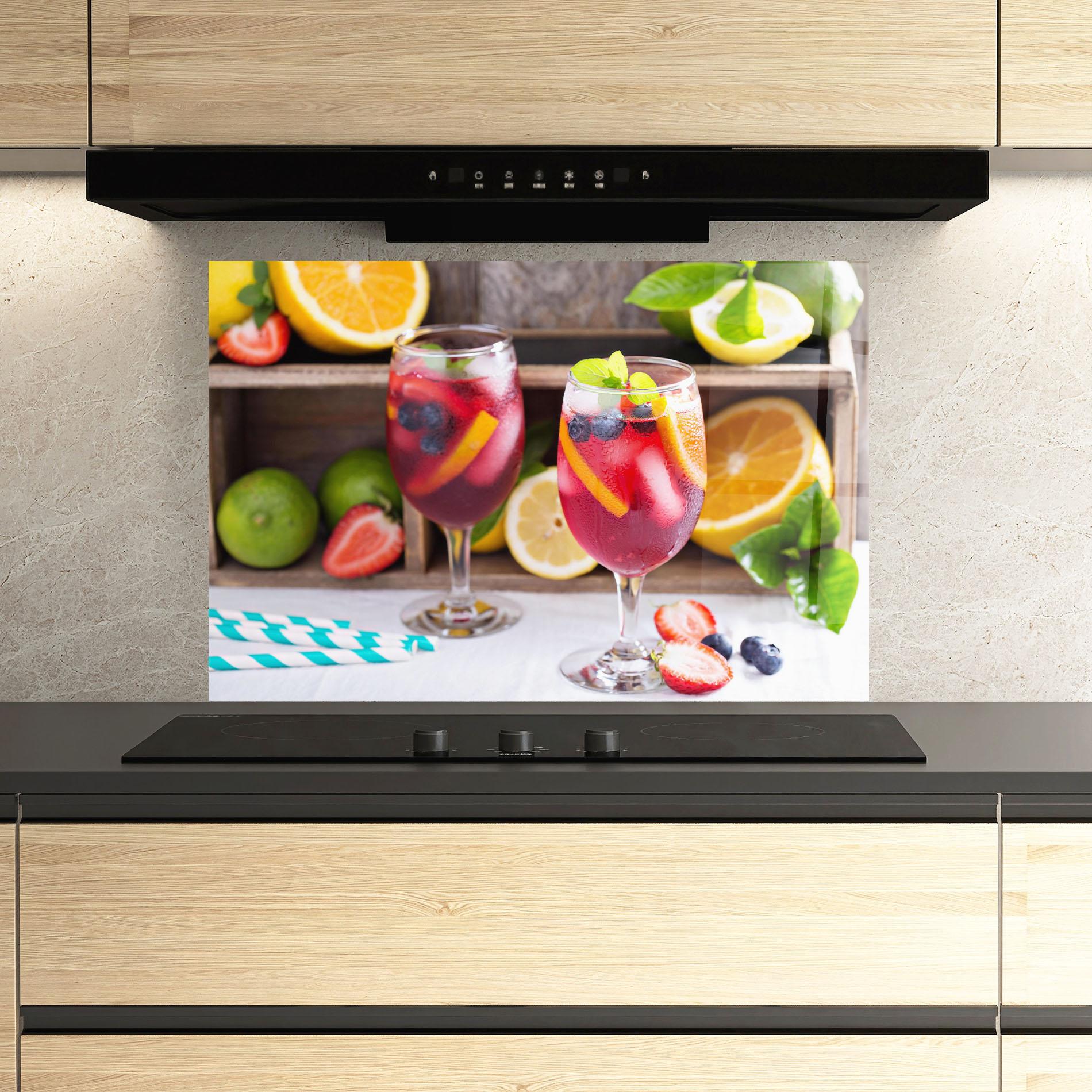 Panou Sticla Bucatarie Colorful Summer Drink mockup 3